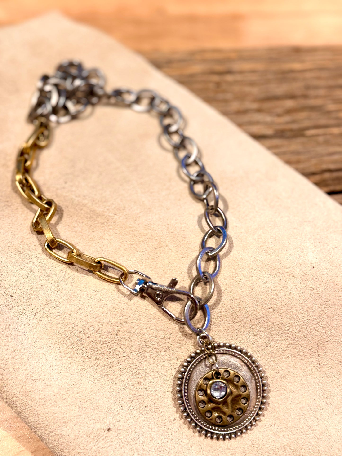Double pendant & crystal Necklace