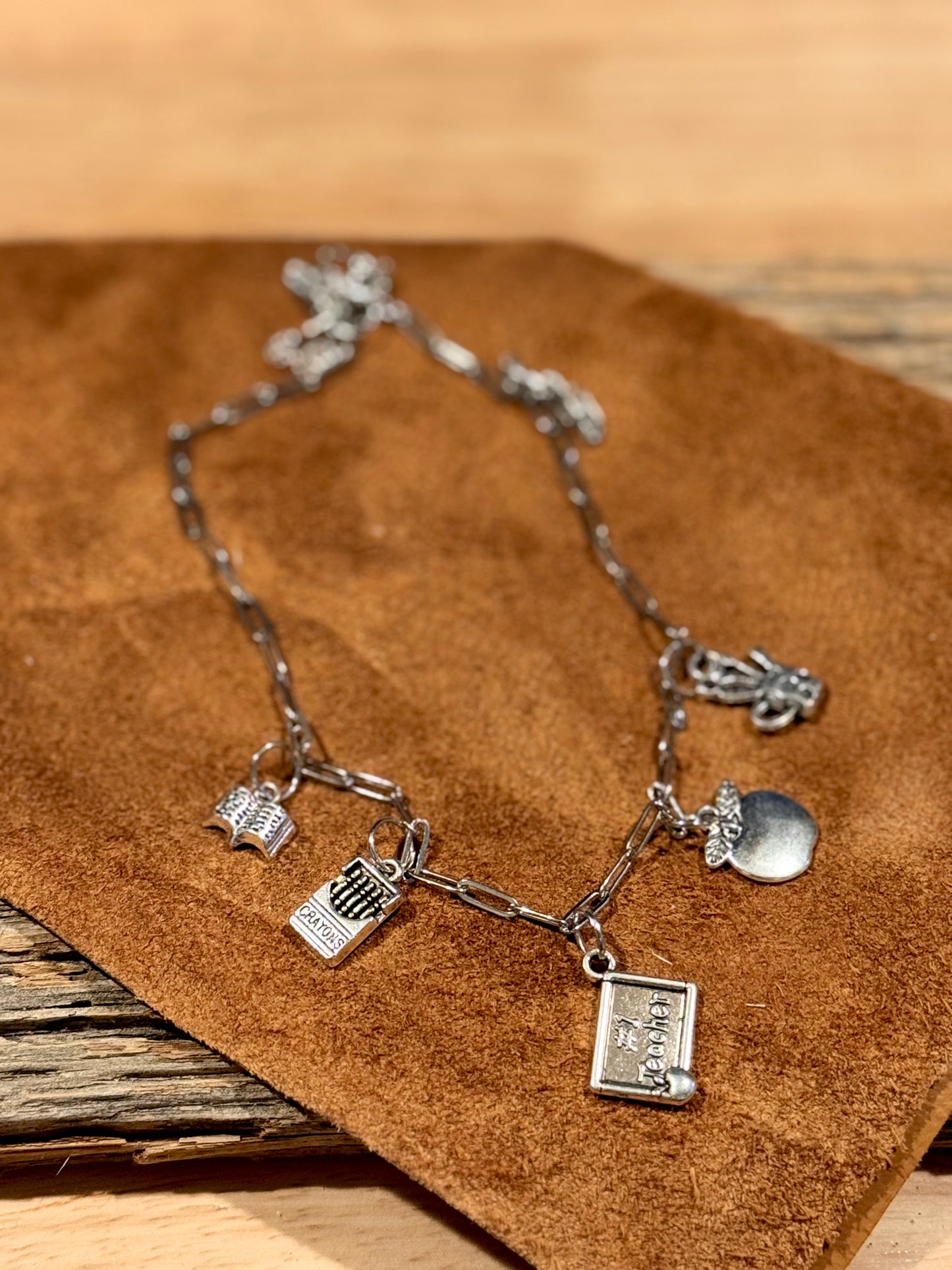 Teacher Charm Paperclip Necklace