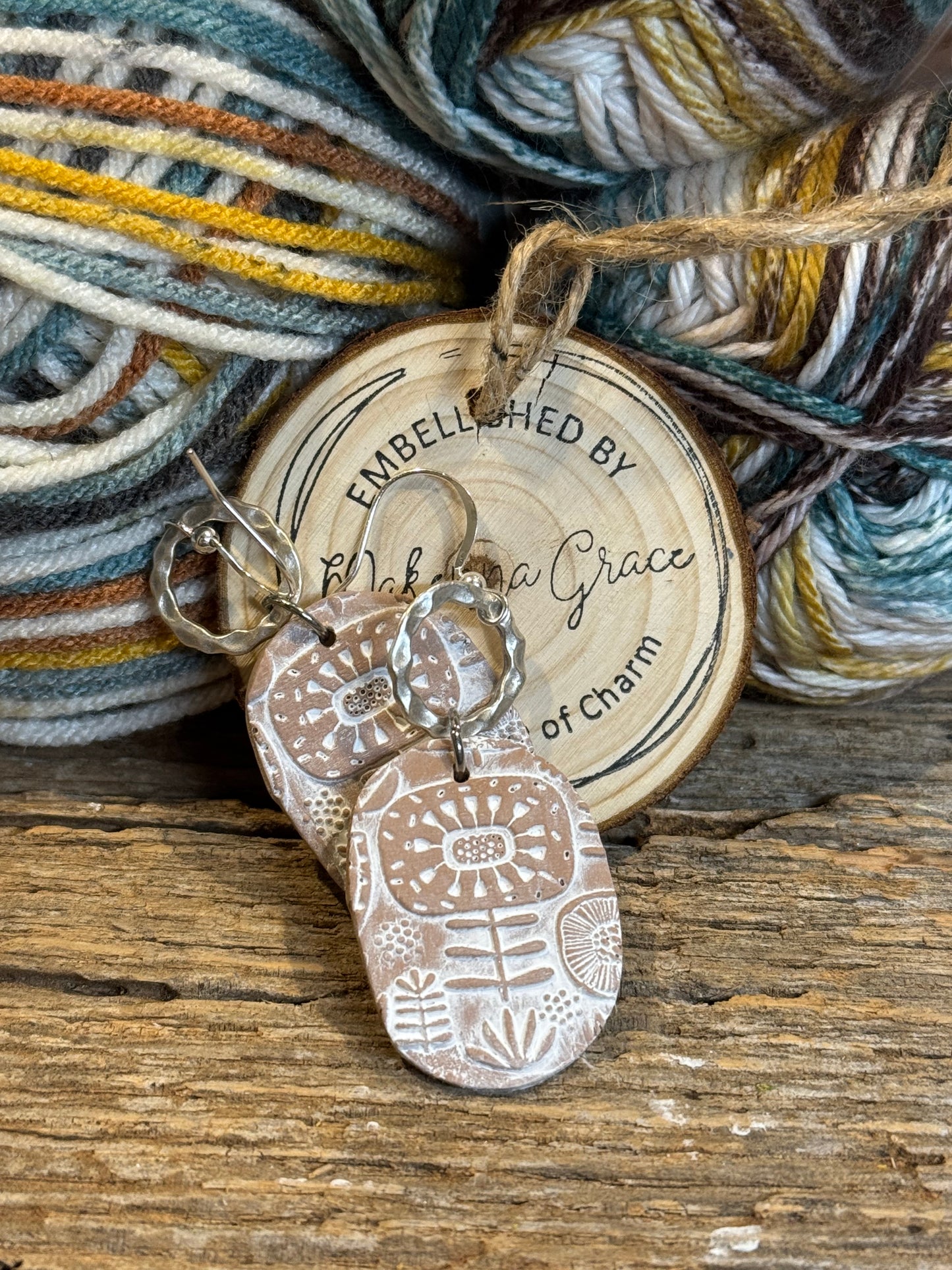 Tan/white boho Clay Earrings