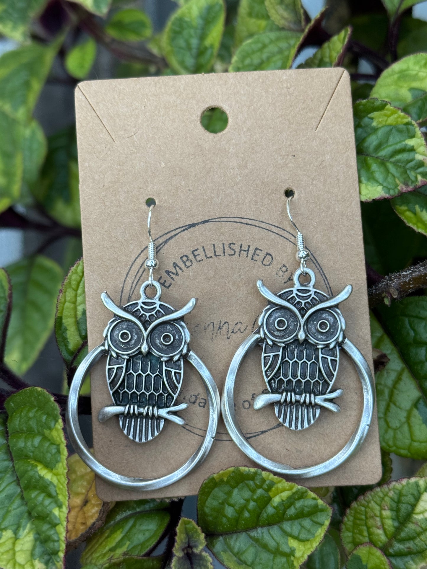 Silver Owl Metal Earrings