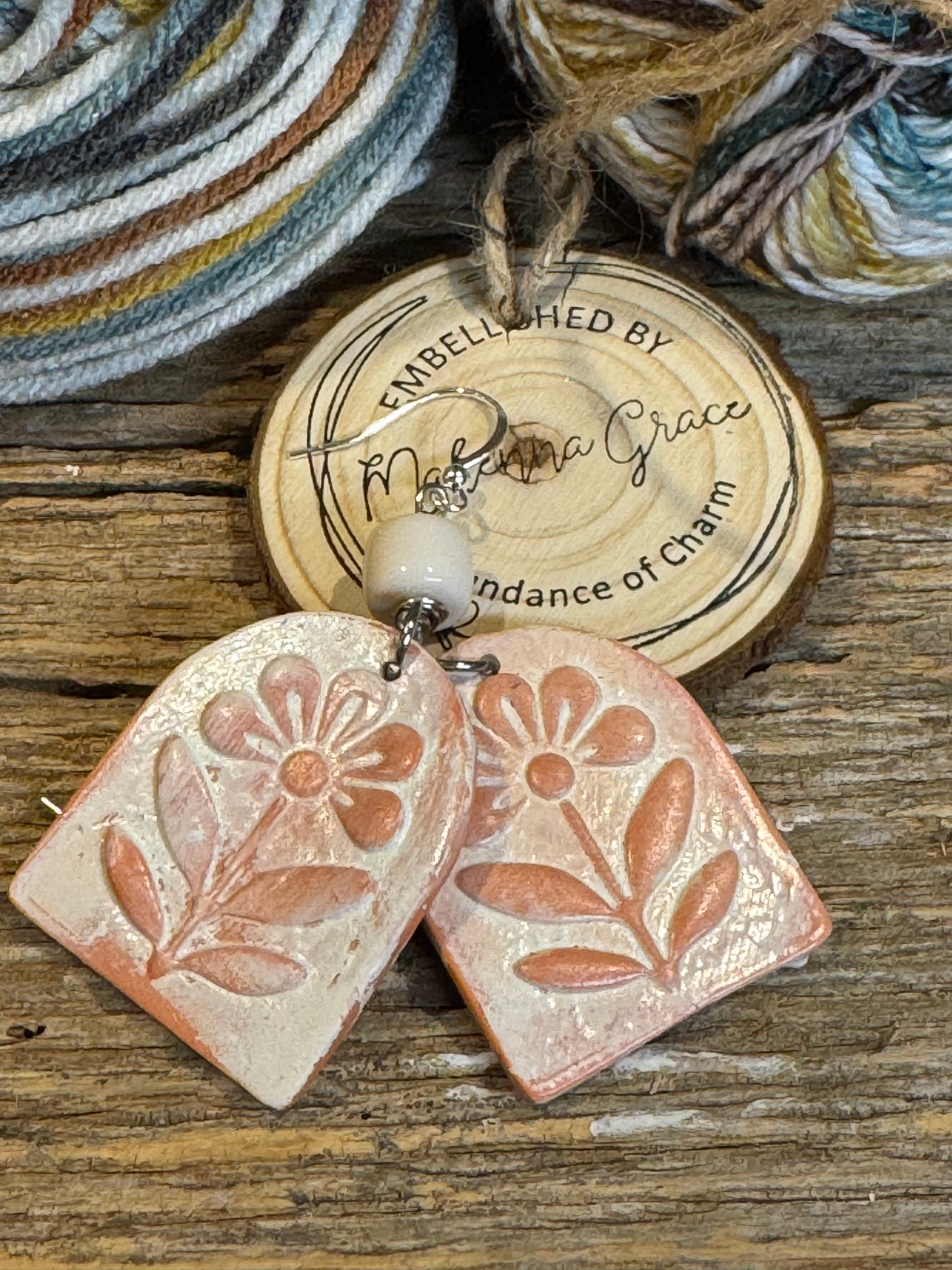 Terracotta w/flower Clay Earrings