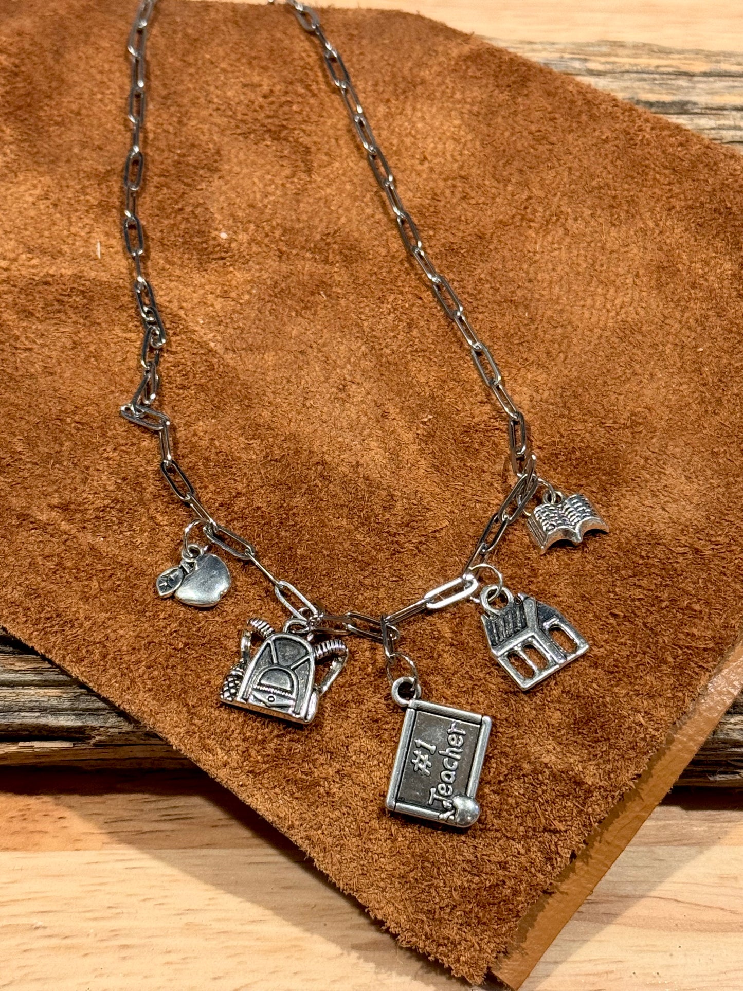 Teacher Charm Paperclip Necklace