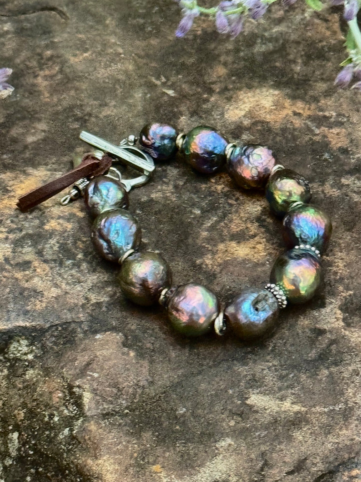 Peacock Baroque Freshwater Edison Pearls Bracelet. 13-16MM