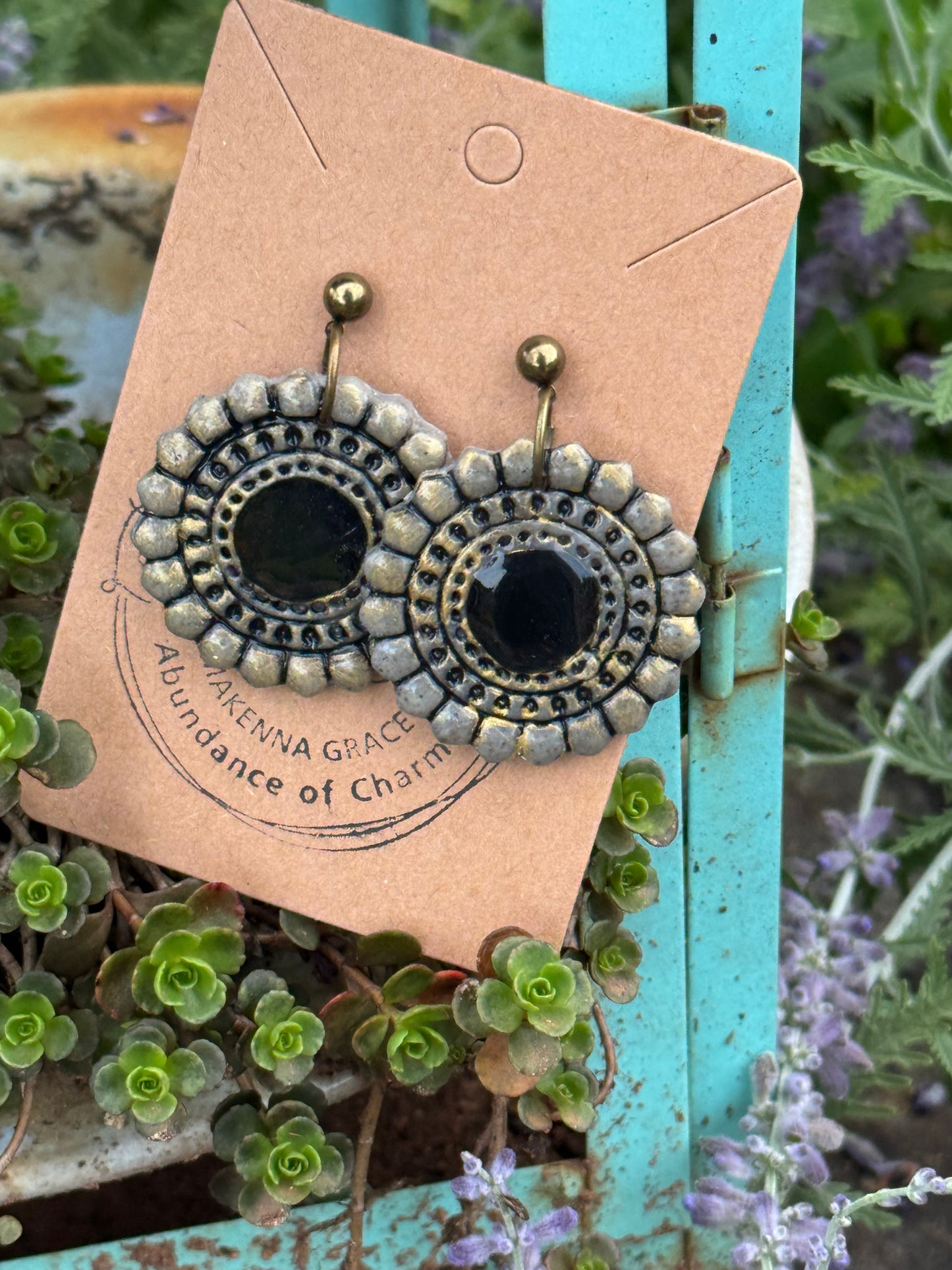 Black & Gold  Clay Earrings