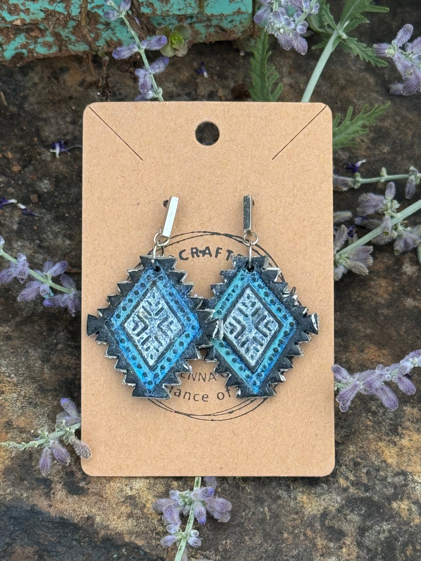 Black & Blue Southwestern Clay Earrings