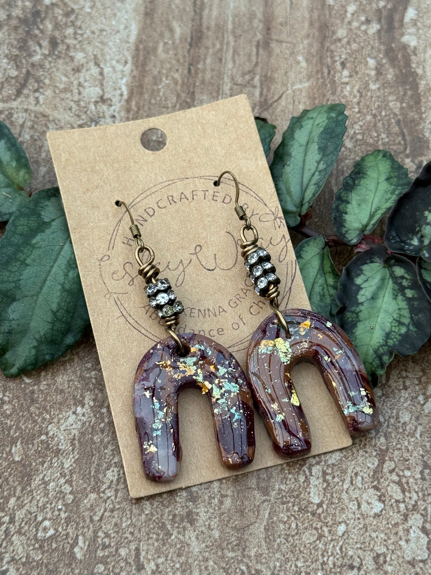 Mulit-Purple arch Clay Earrings
