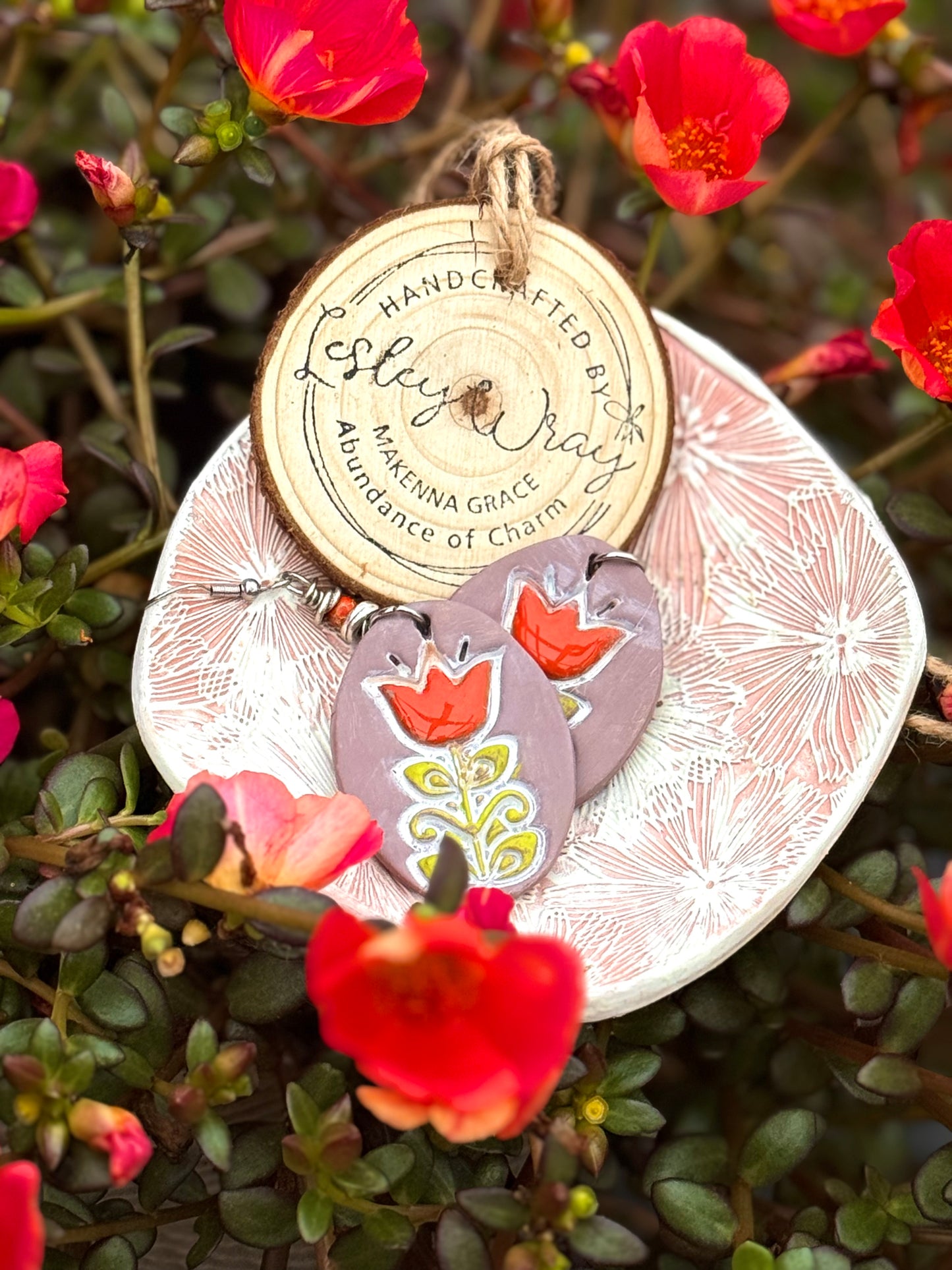 "Folk Art" Clay Earrings