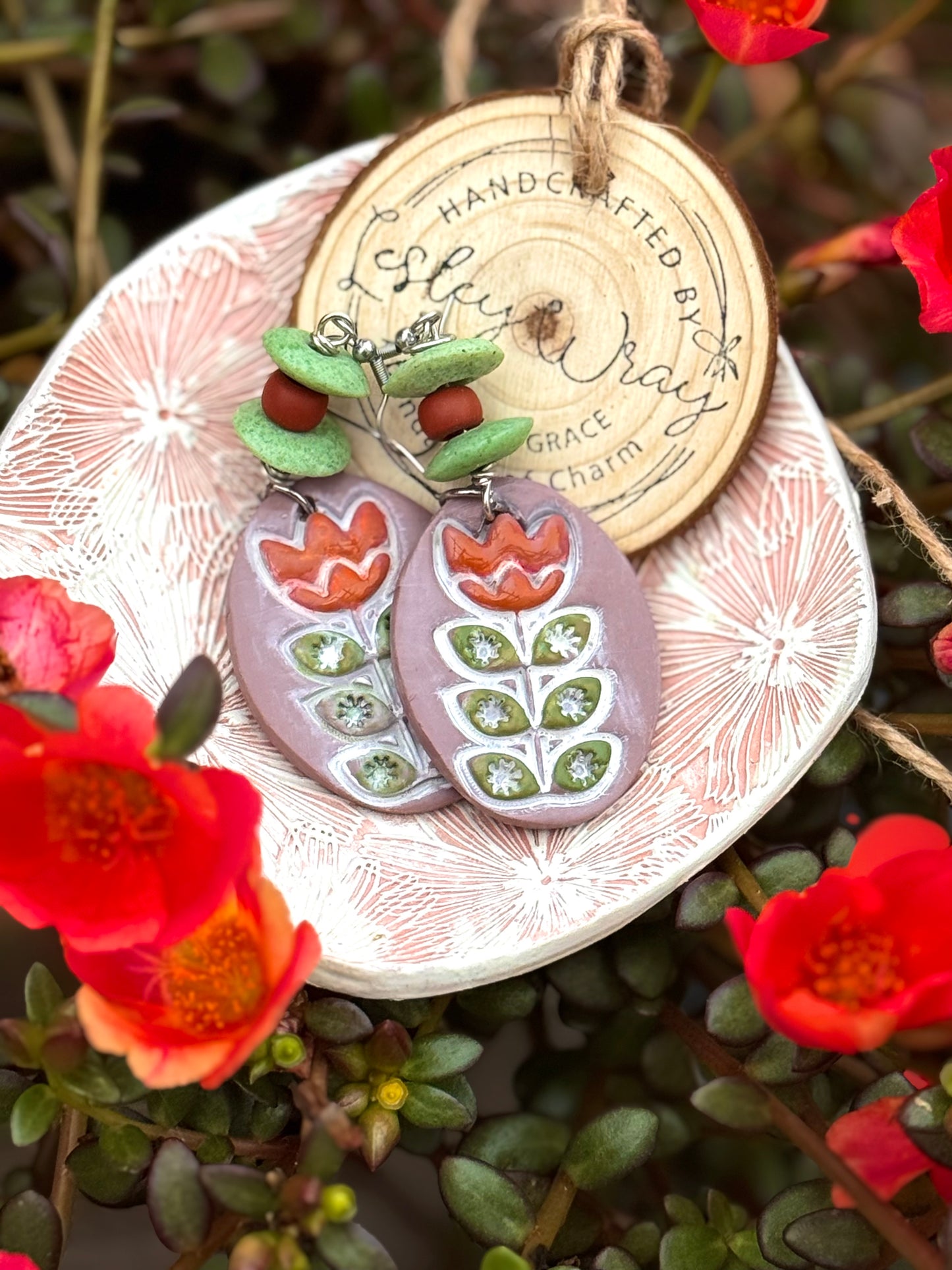 "Folk Art" Clay Earrings