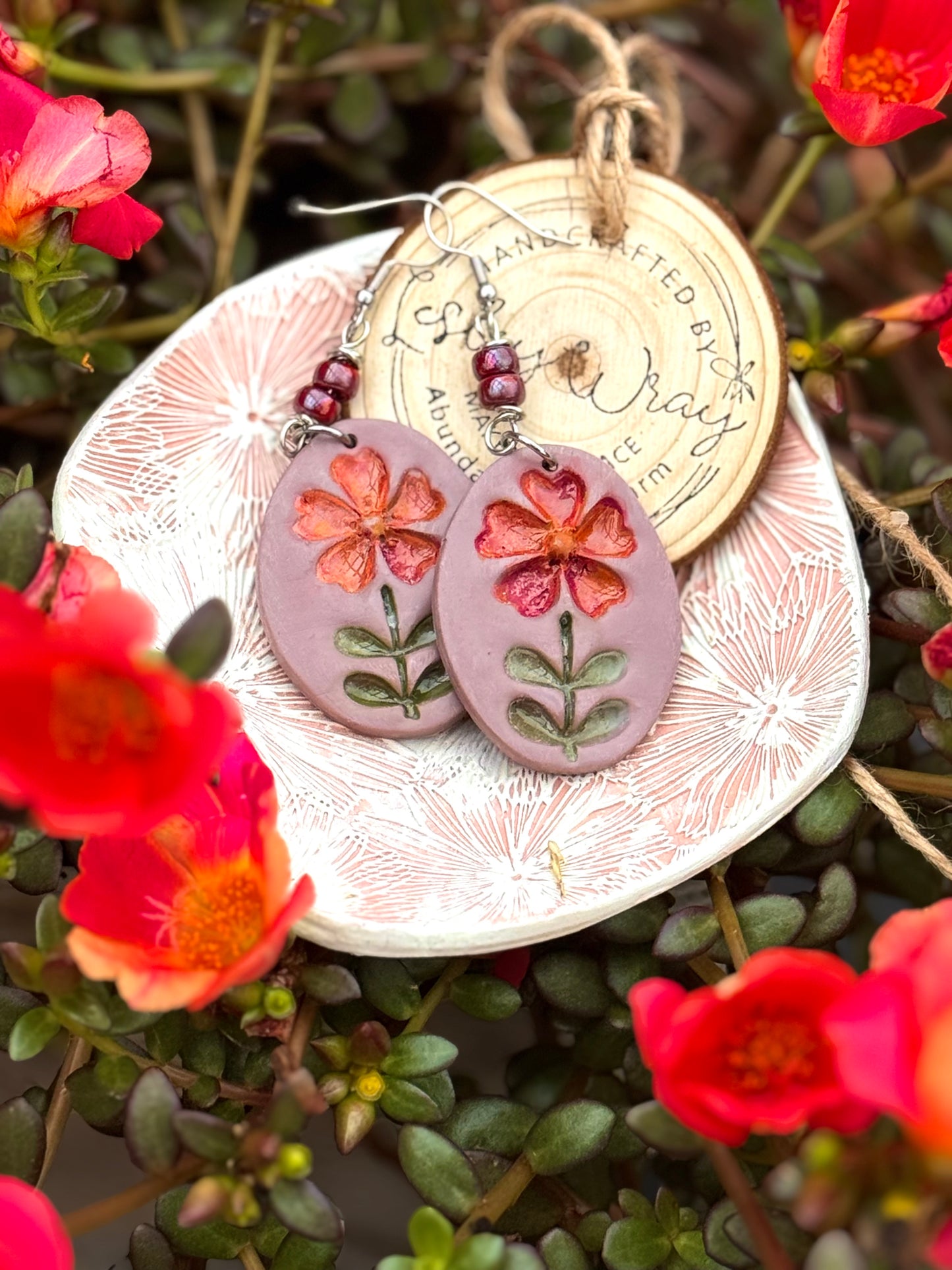 "Folk Art" Clay Earrings