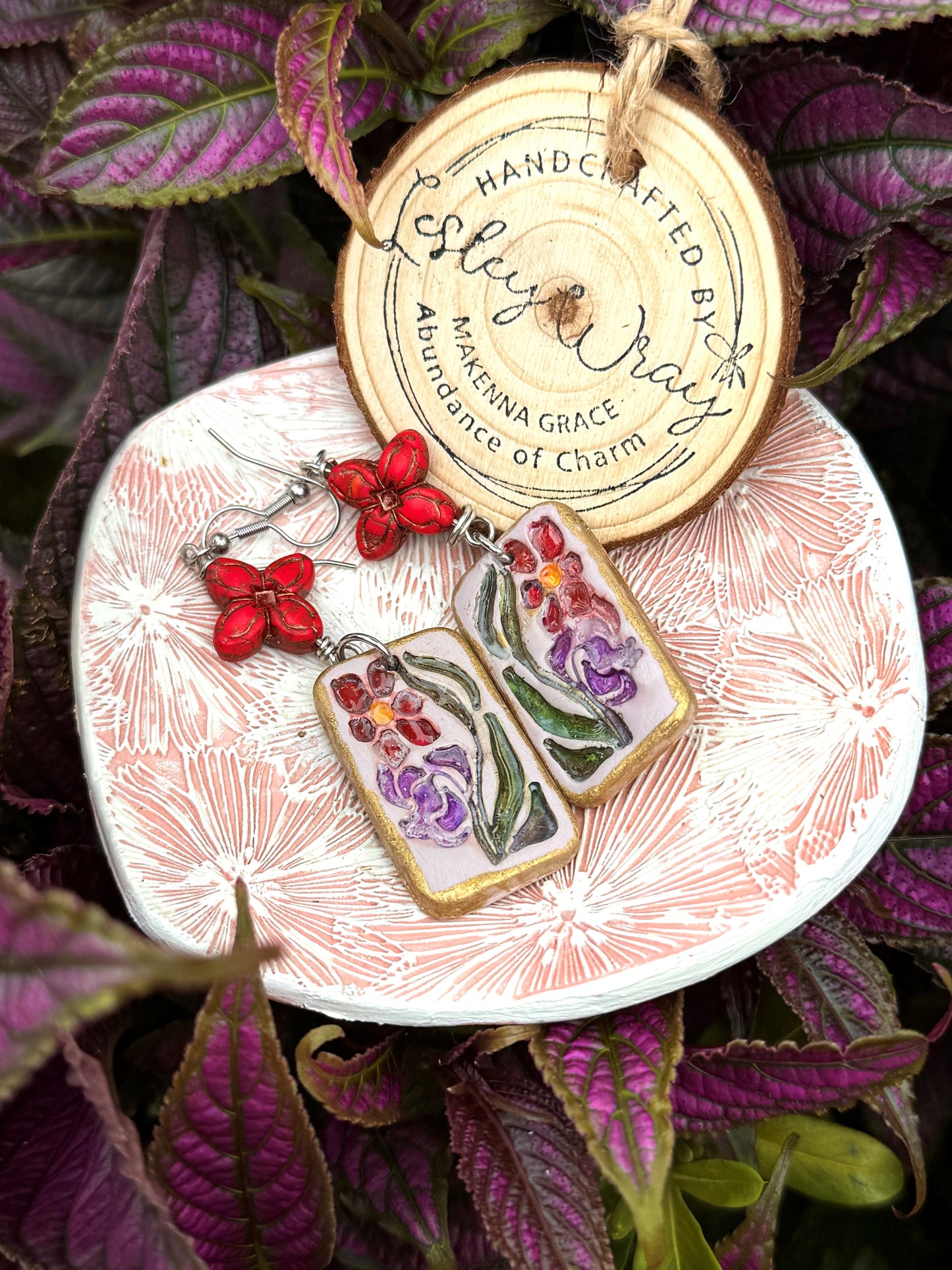 "Folk Art" Clay Earrings