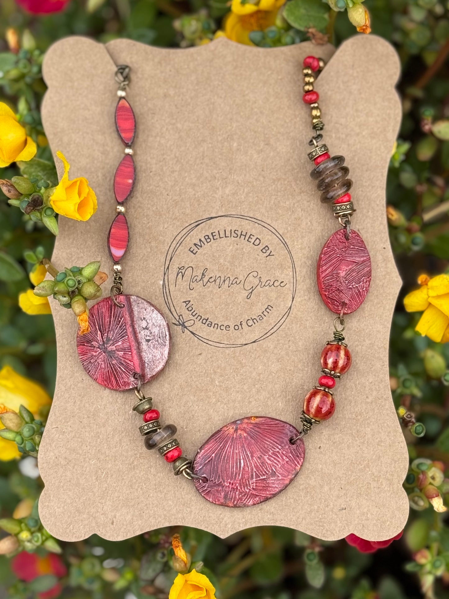 Handmade Clay Floral  Necklace