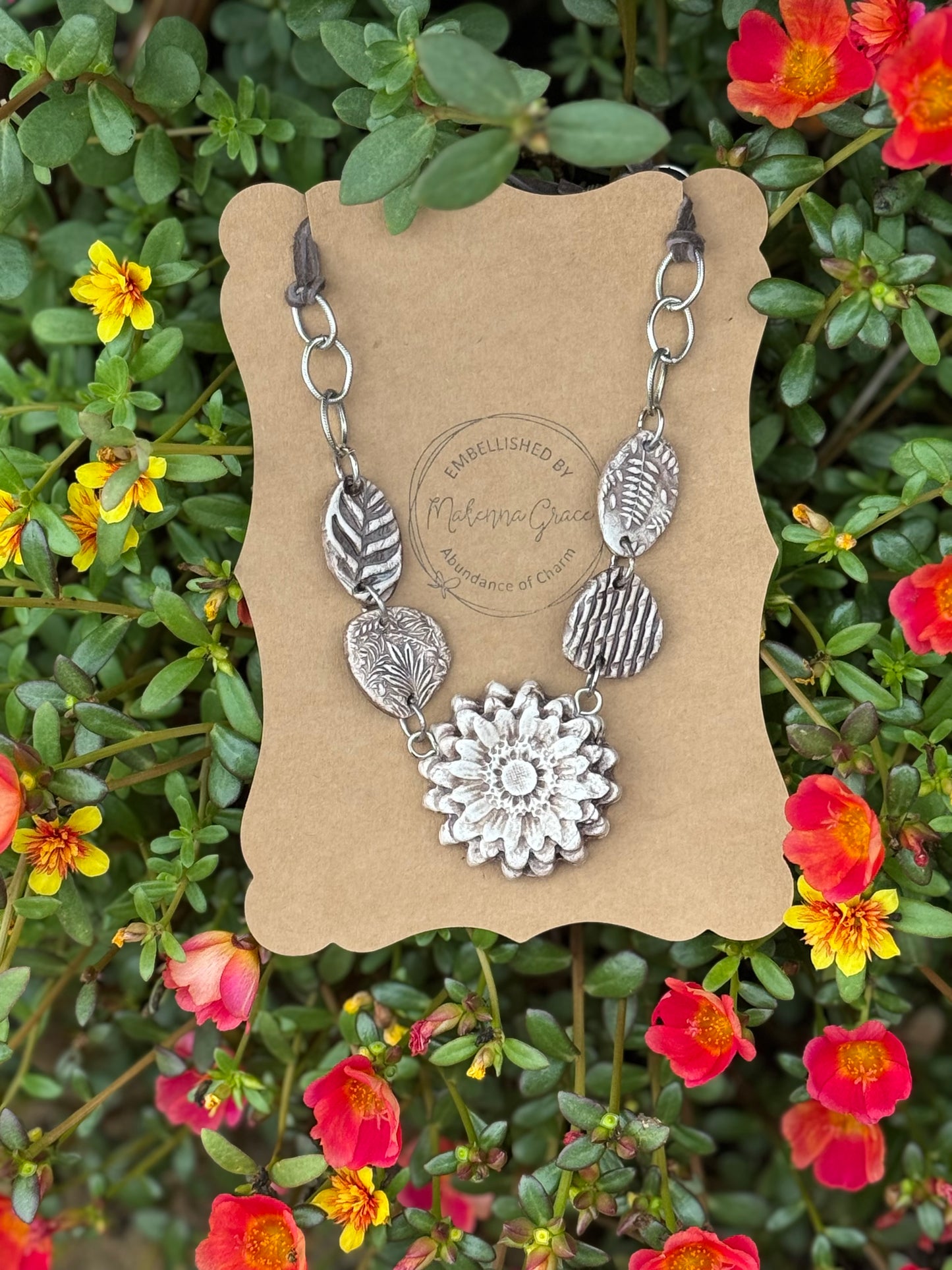 Handmade Clay Floral  Necklace