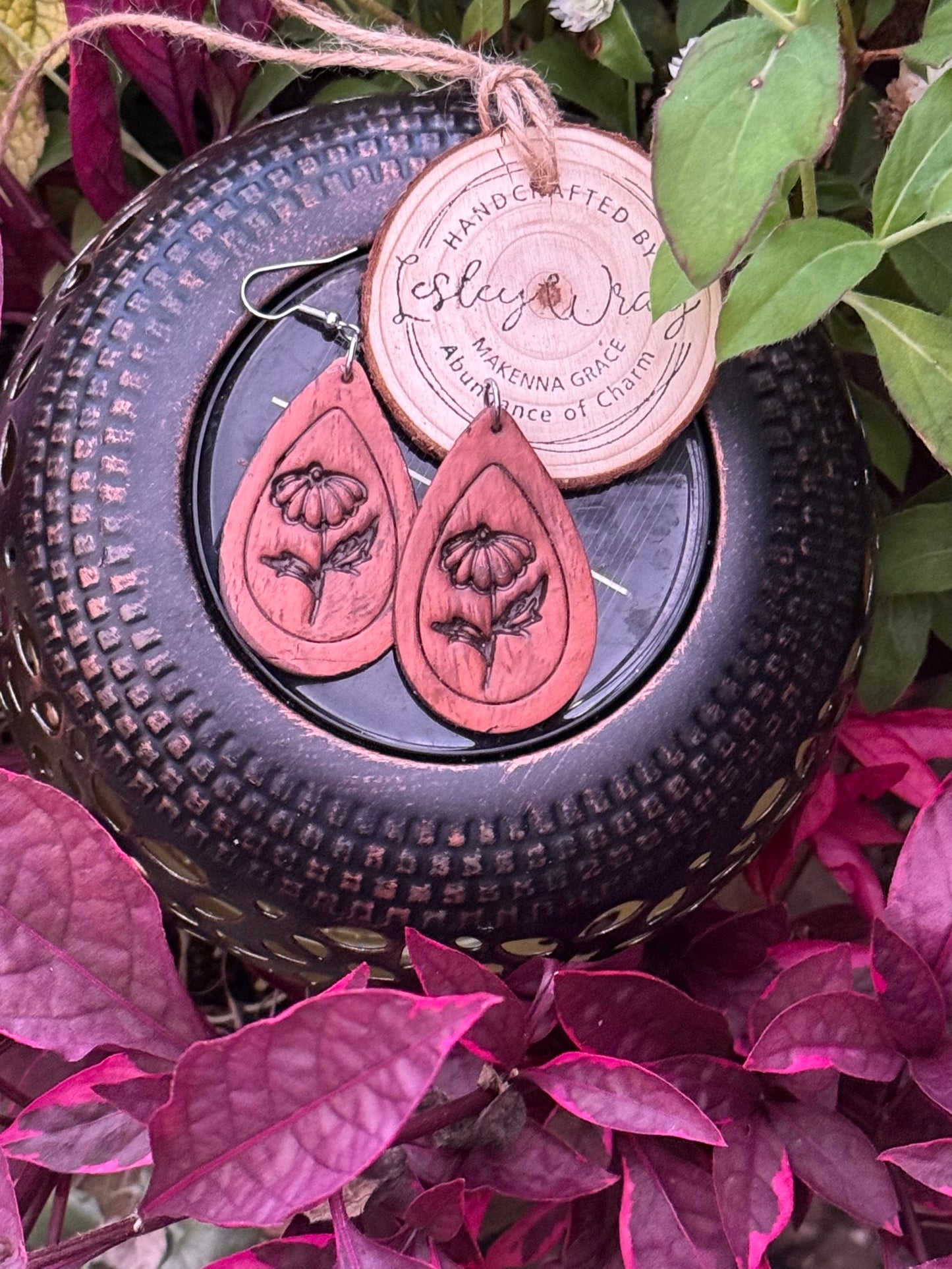 Hand Painted "Faux Leather" Clay Earrings