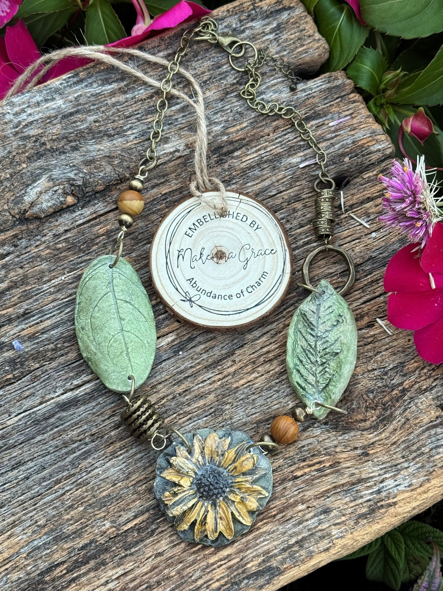Handmade Clay Floral  Necklace