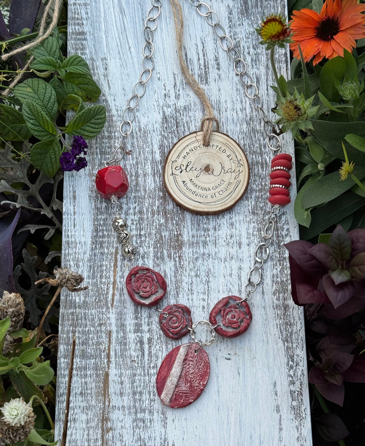 Handmade Clay Floral  Necklace