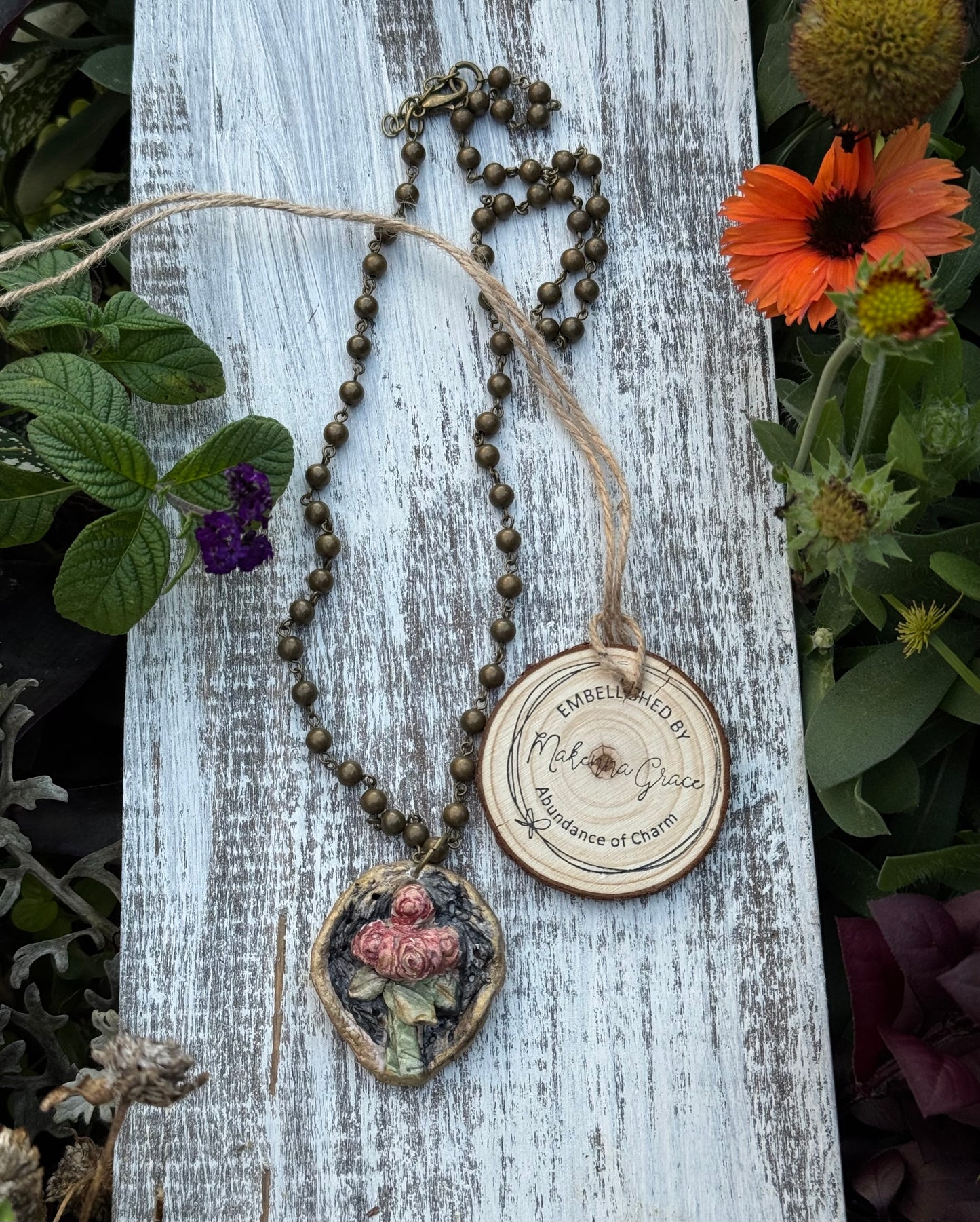 Handmade Clay Floral  Necklace