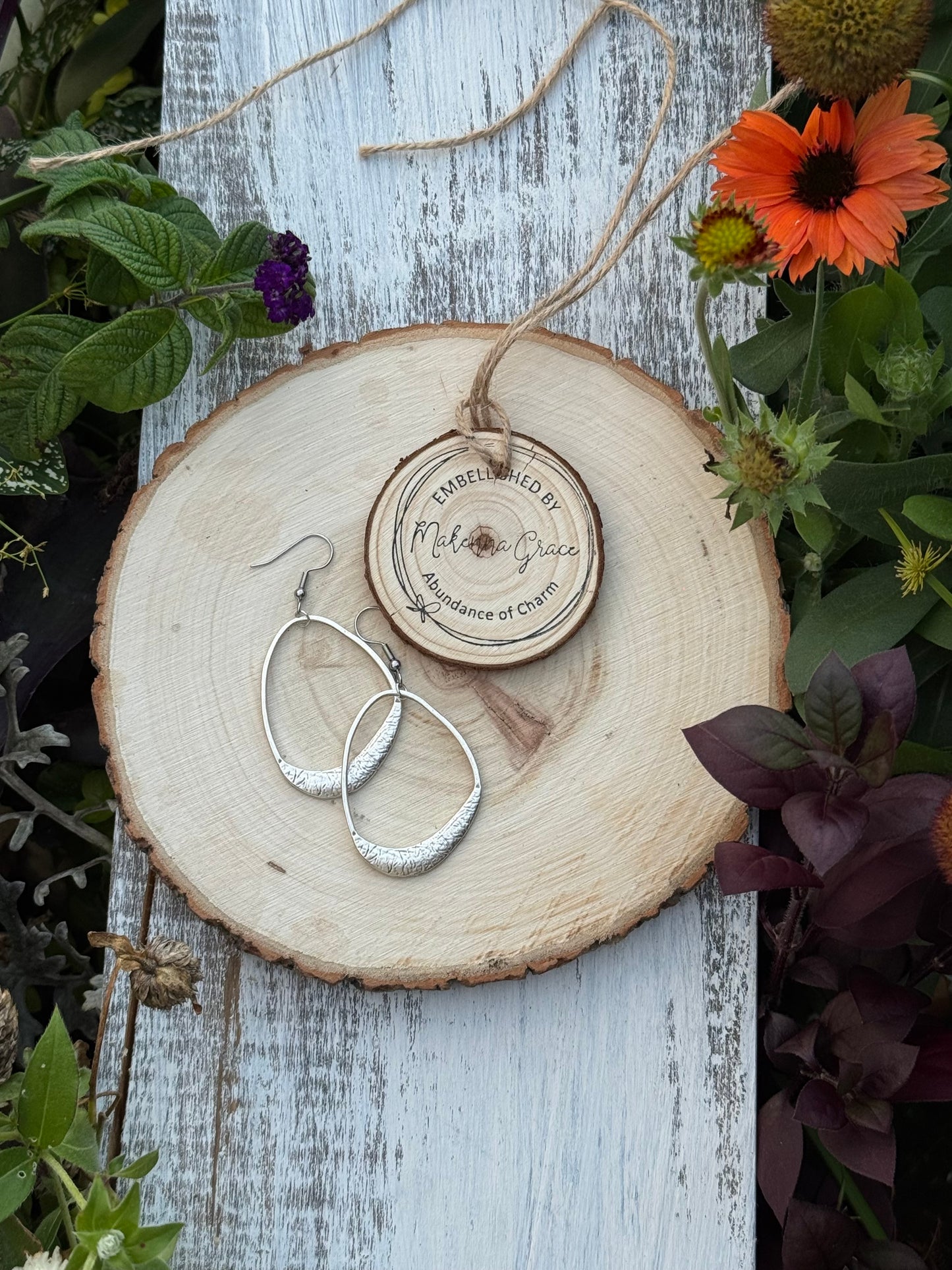 Silver Oblong Hoops Metal Earrings