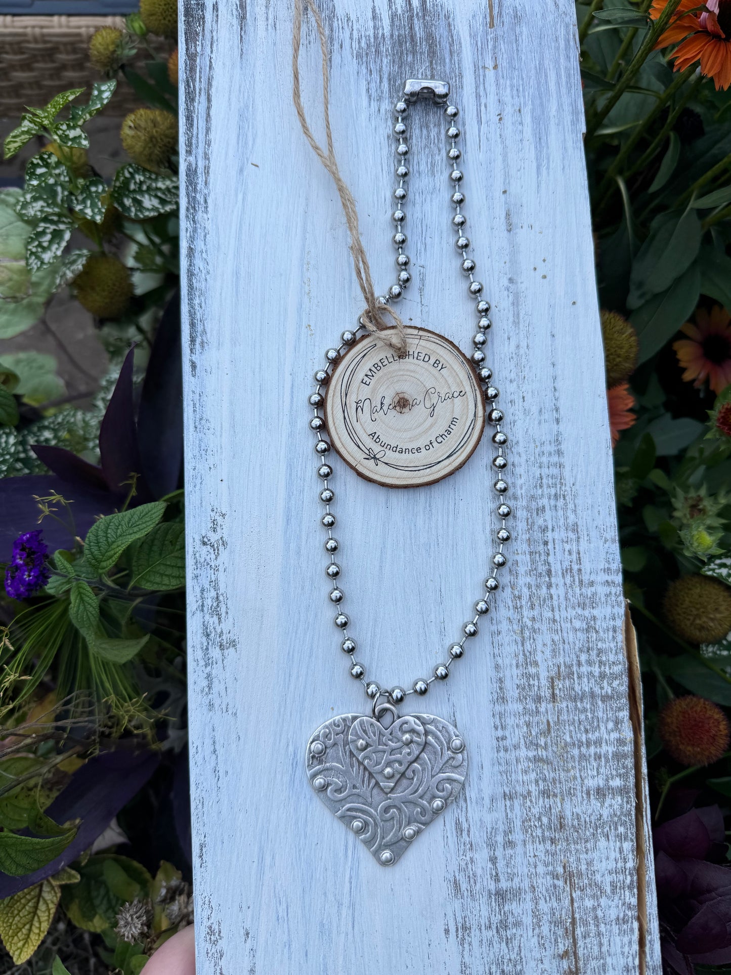 Silver Sacred Heart Ball Chain Necklace