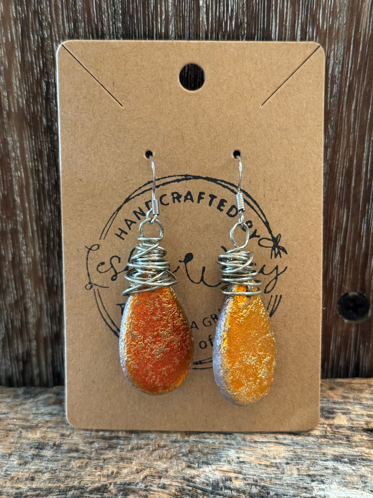 Czech Irridescent Glass Pendant Earrings