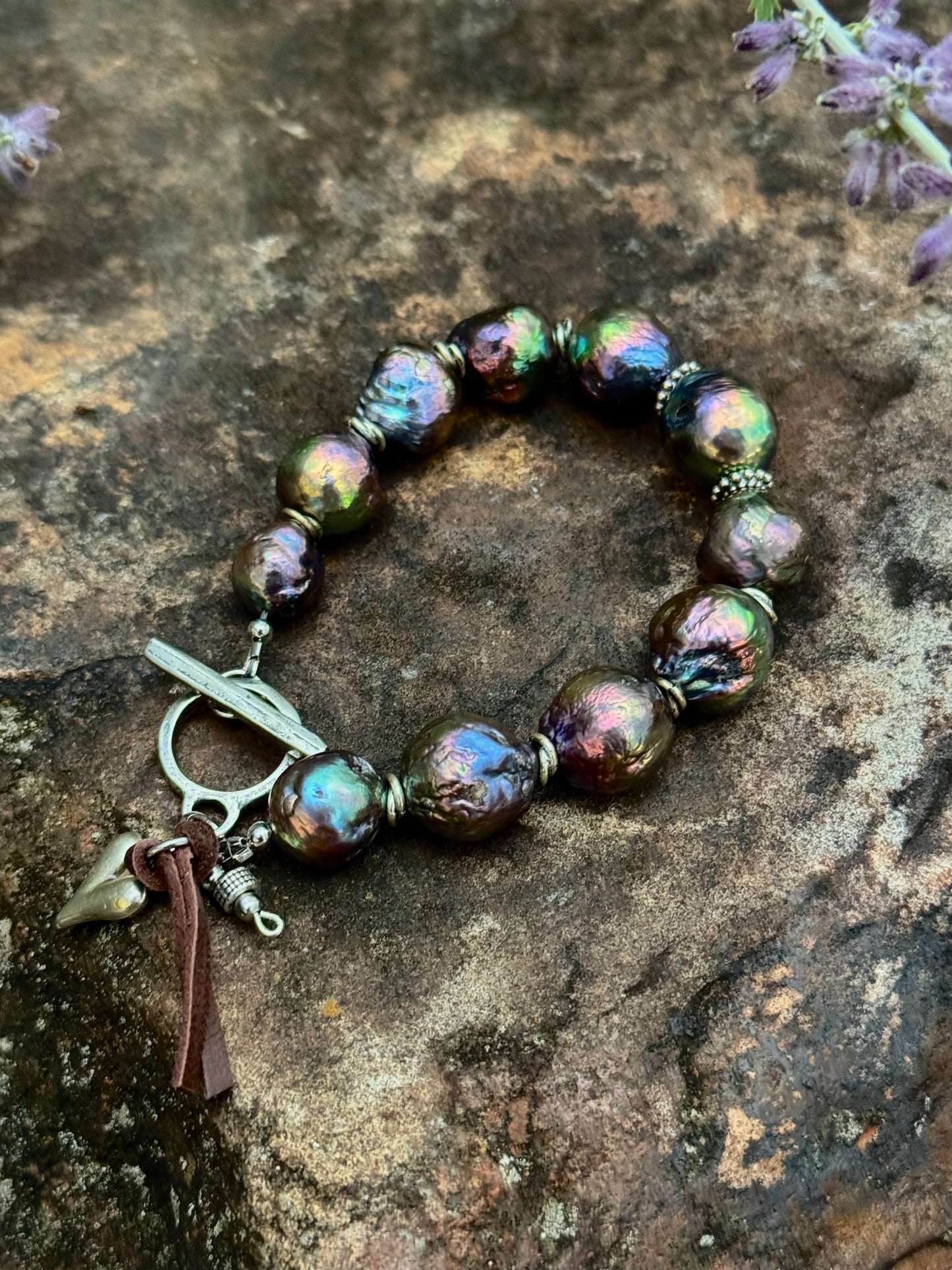 Peacock Baroque Freshwater Edison Pearls Bracelet. 13-16MM