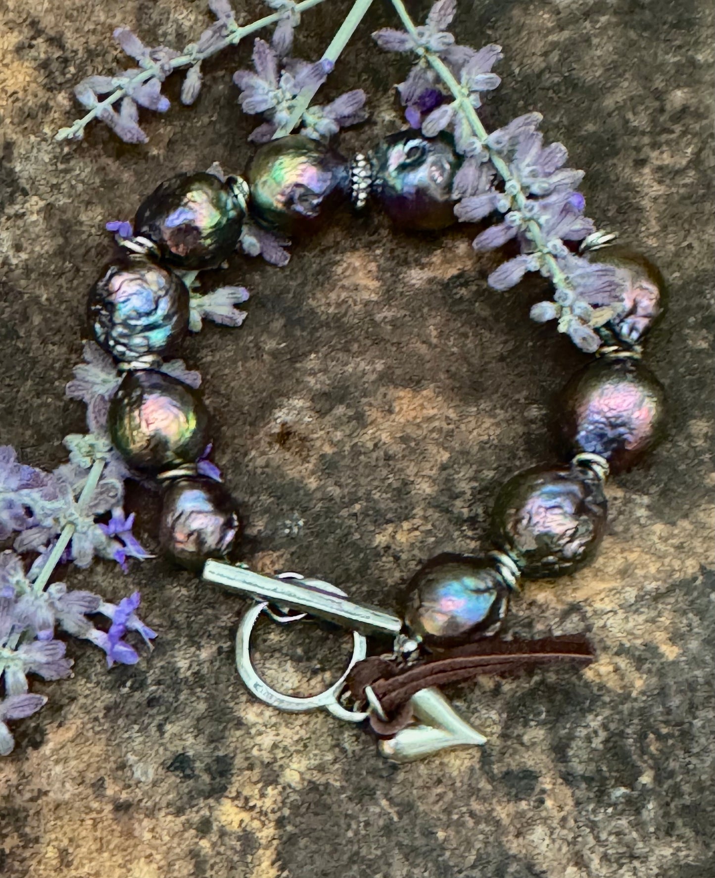 Peacock Baroque Freshwater Edison Pearls Bracelet. 13-16MM