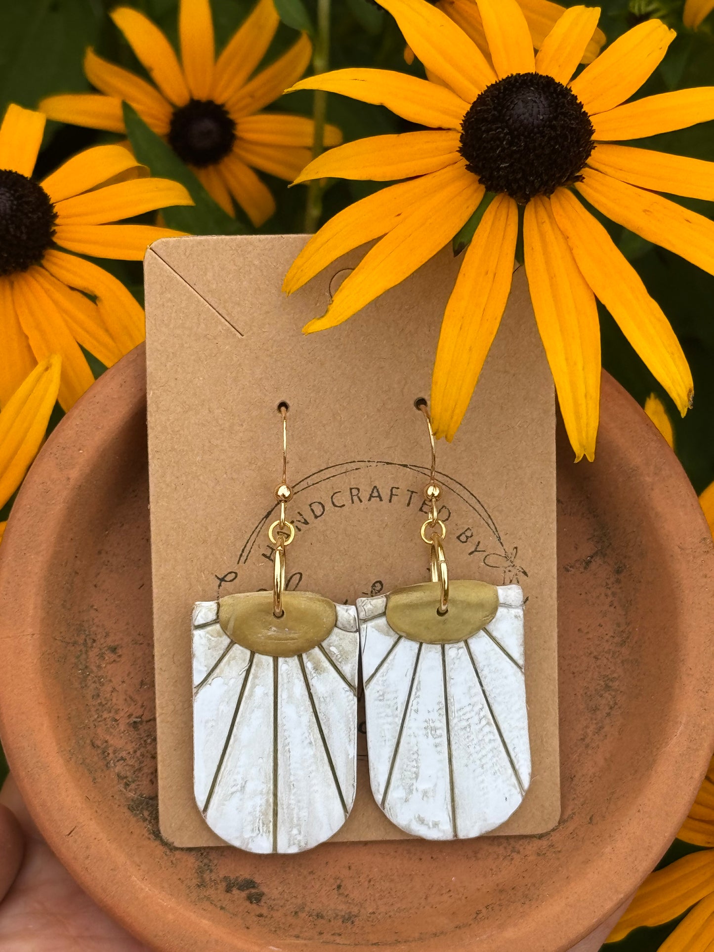 Distressed Half Sun Arch Clay Earrings