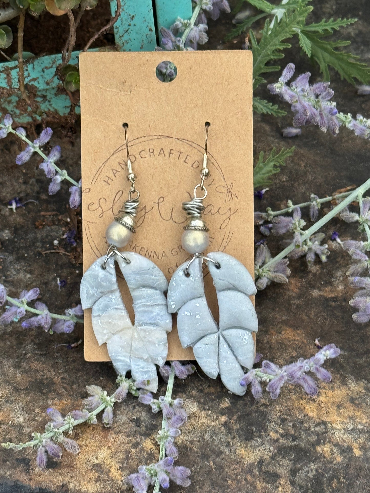 Gray & Gold Clay Earrings