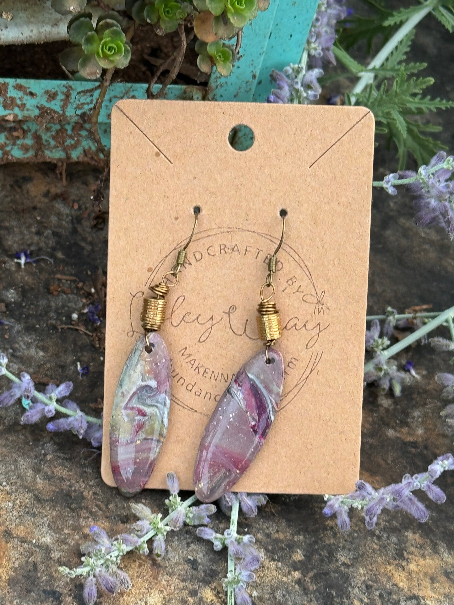 Multicolor Skinny Oval Clay Earrings