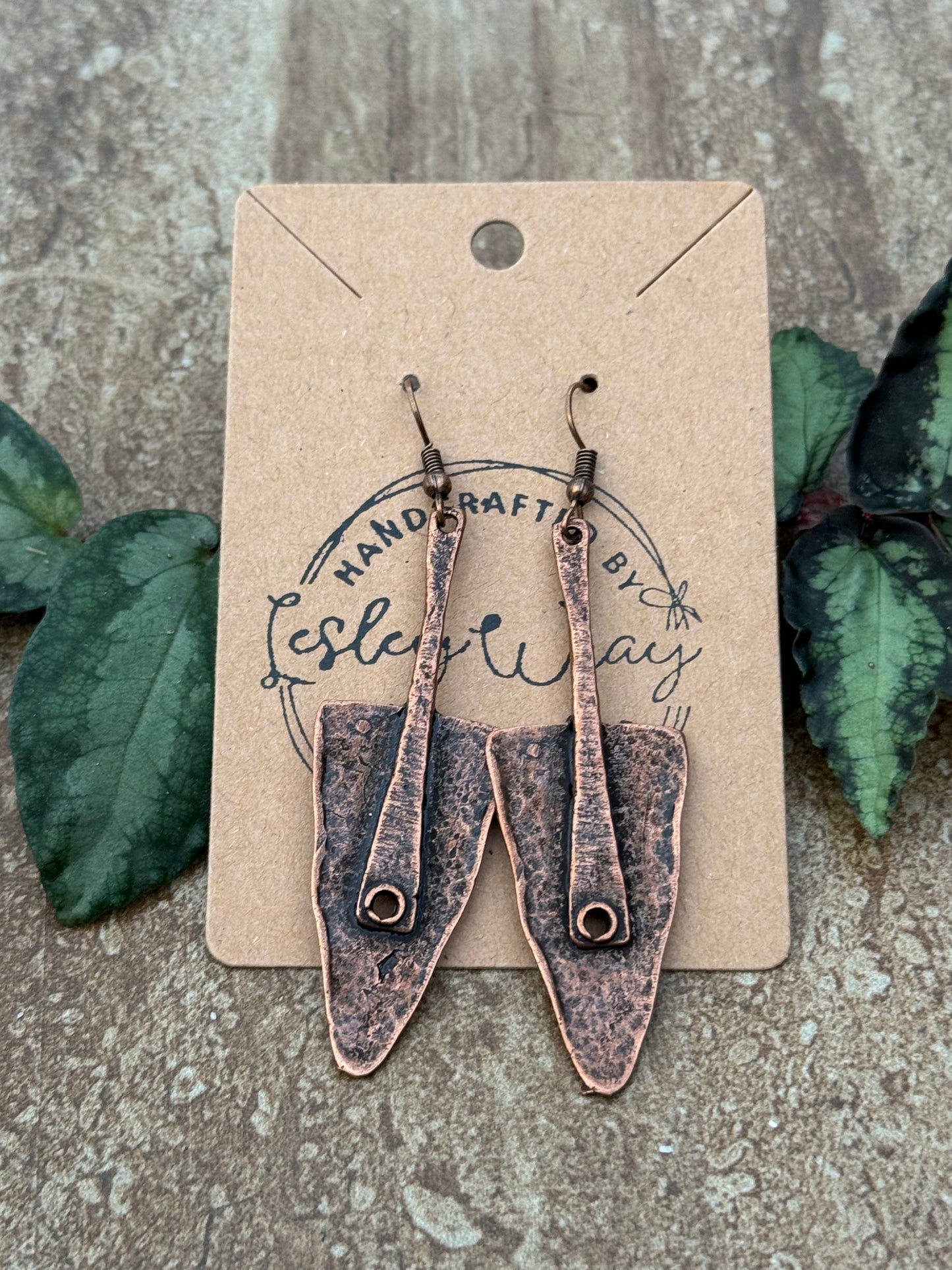 Copper Paddle Metal Earrings