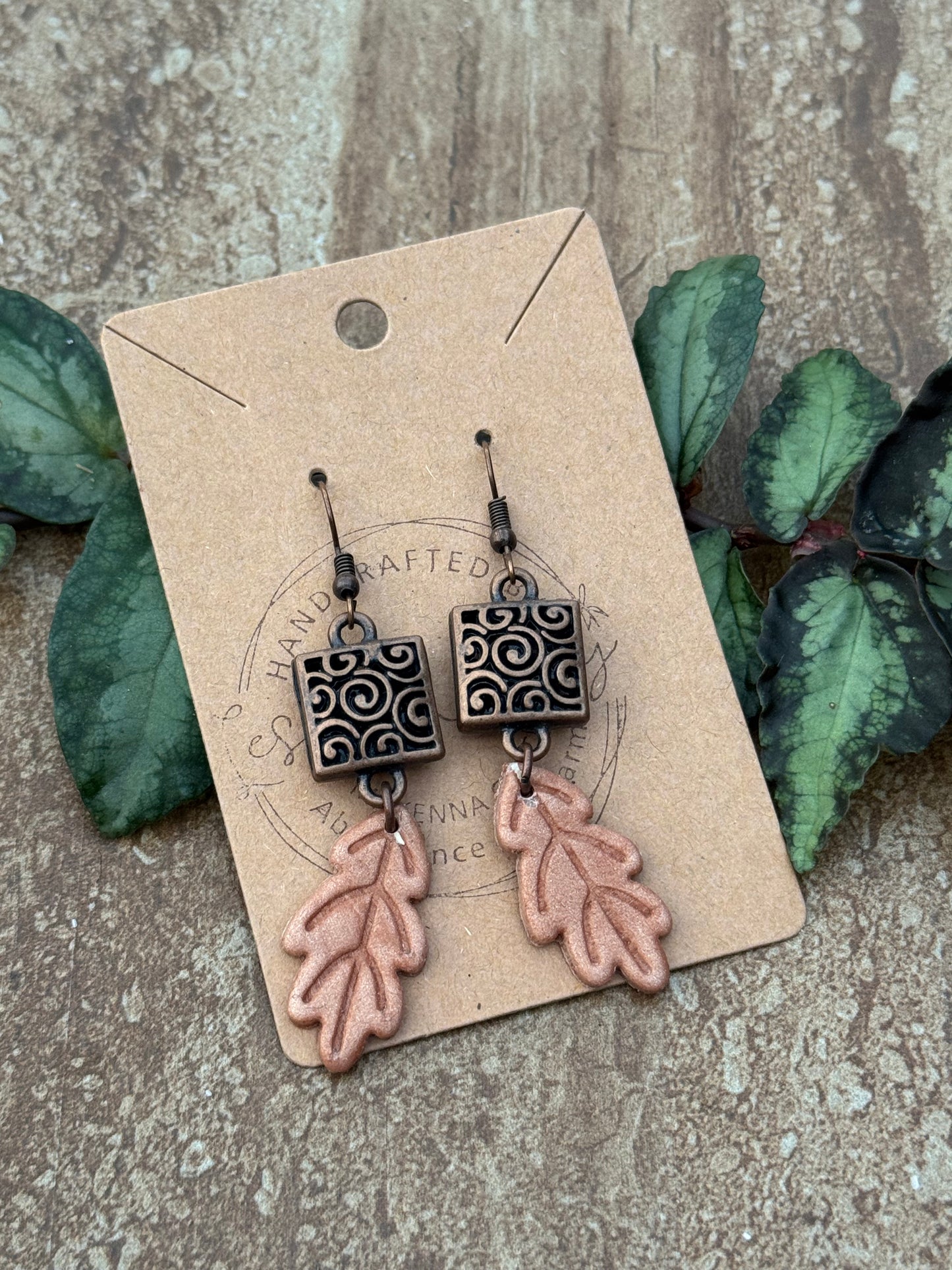 Terra-Cotta Small Leaf Clay Earrings