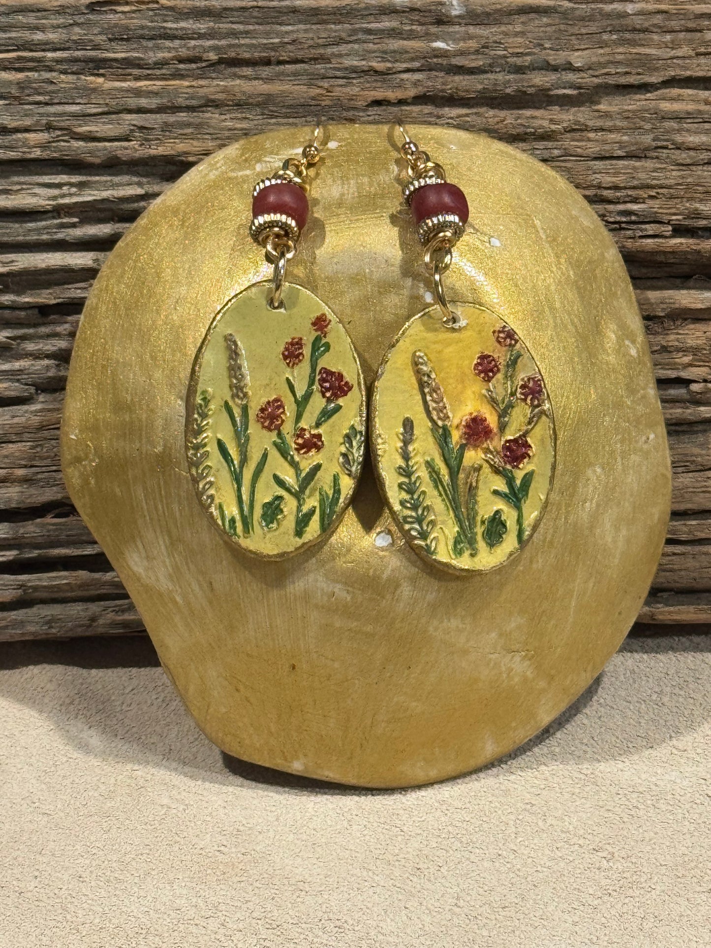 Yellow/red wildflowers Clay Earrings
