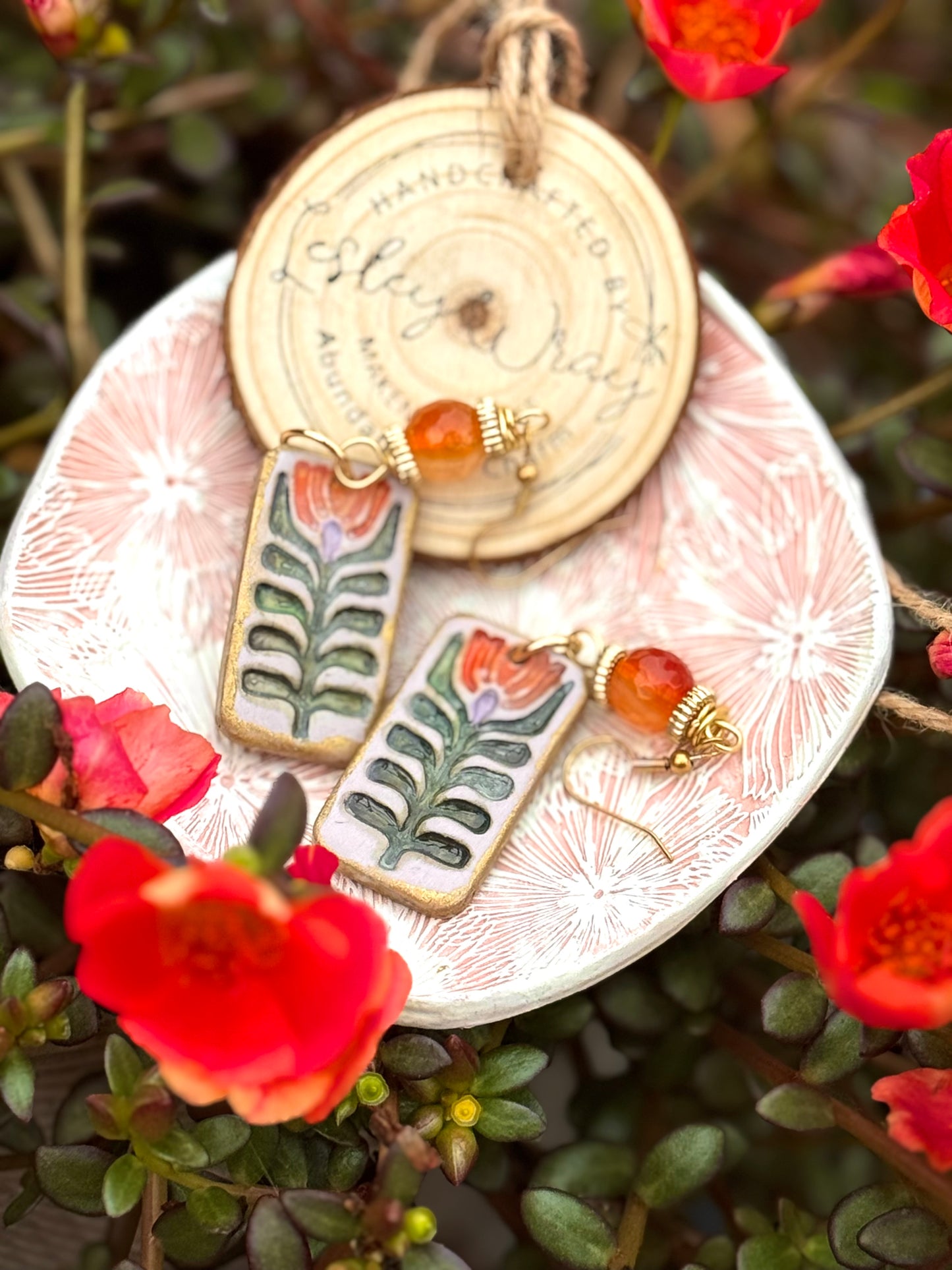 "Folk Art" Clay Earrings