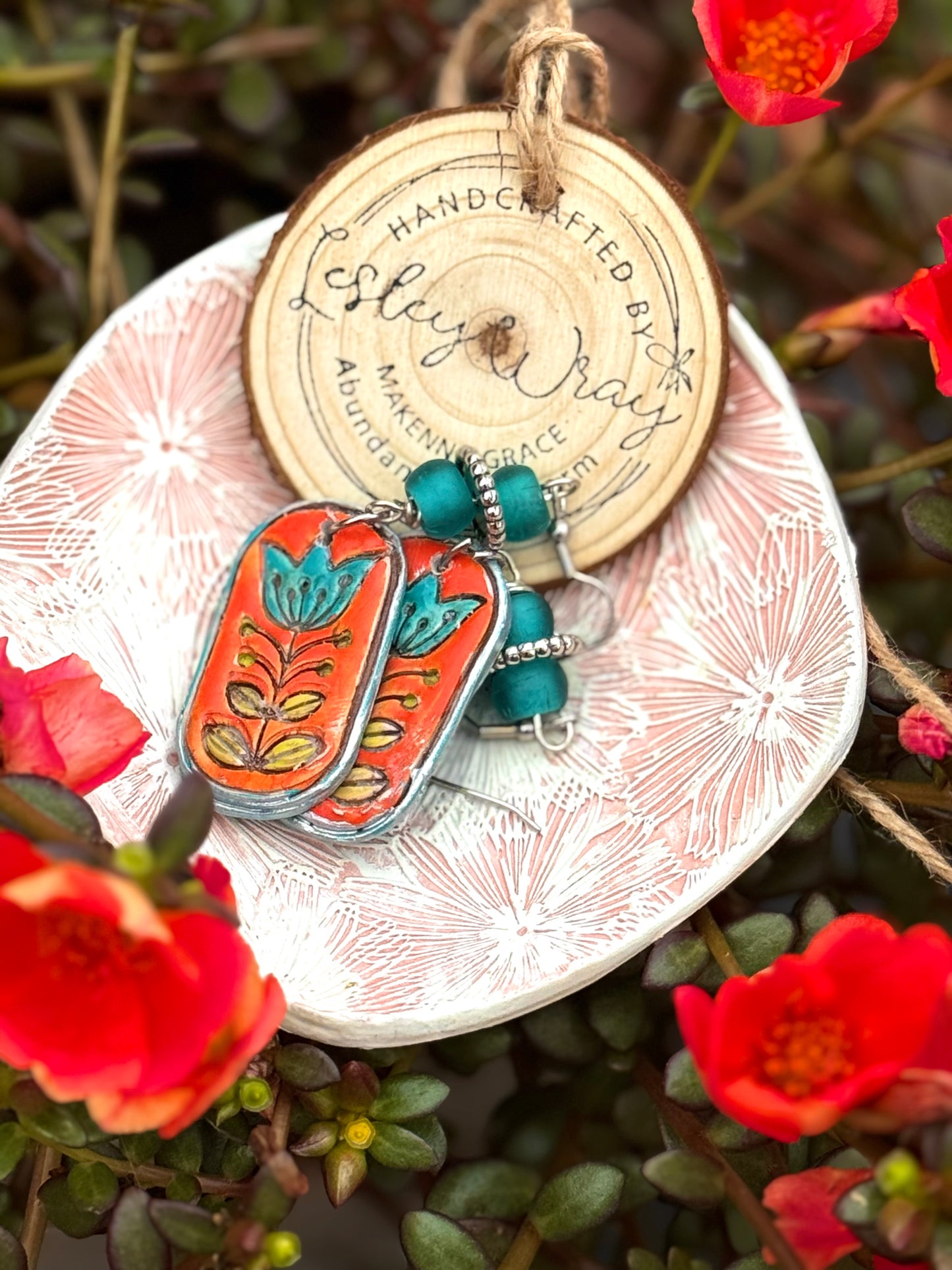 "Folk Art" Clay Earrings