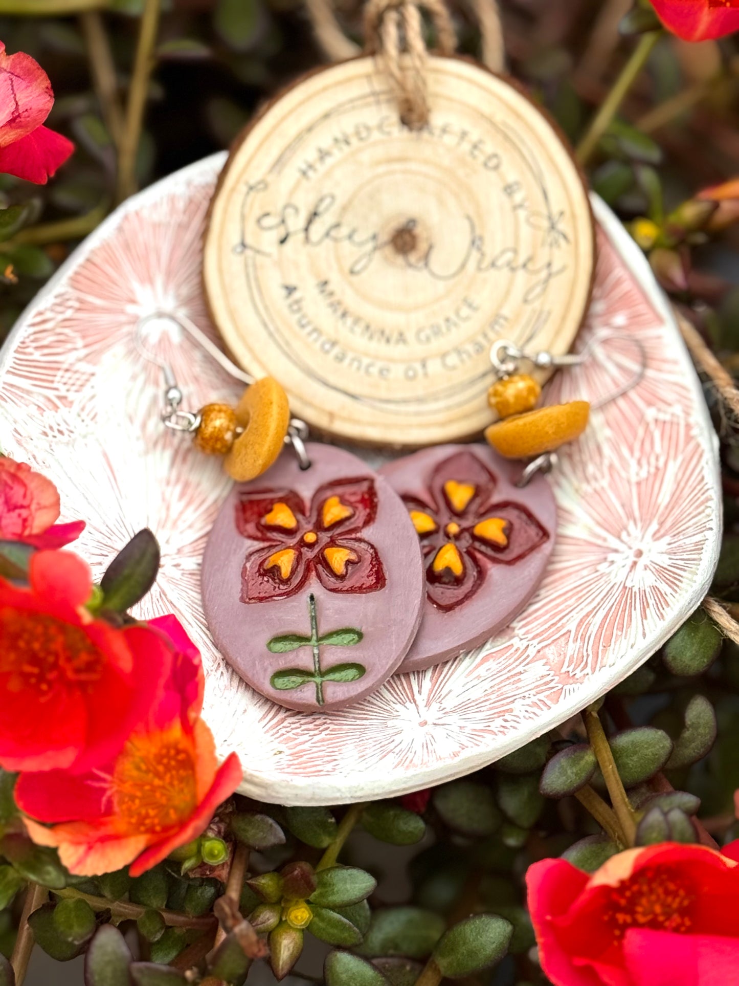 "Folk Art" Clay Earrings