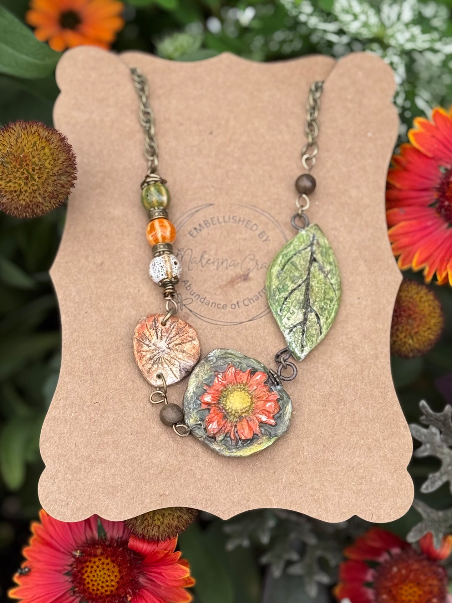 Handmade Clay Floral  Necklace
