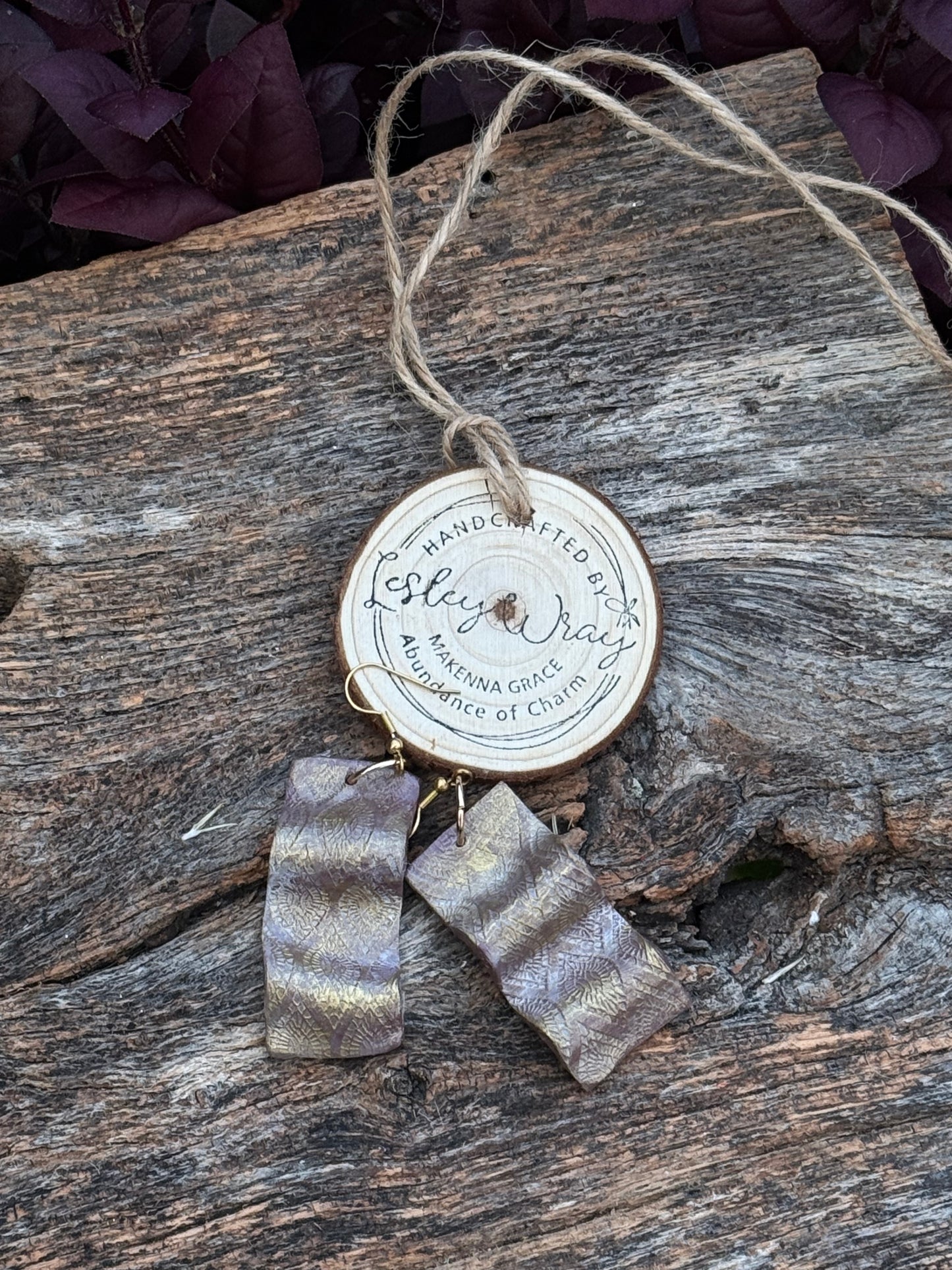 Hand Painted Ribbon Clay Earrings