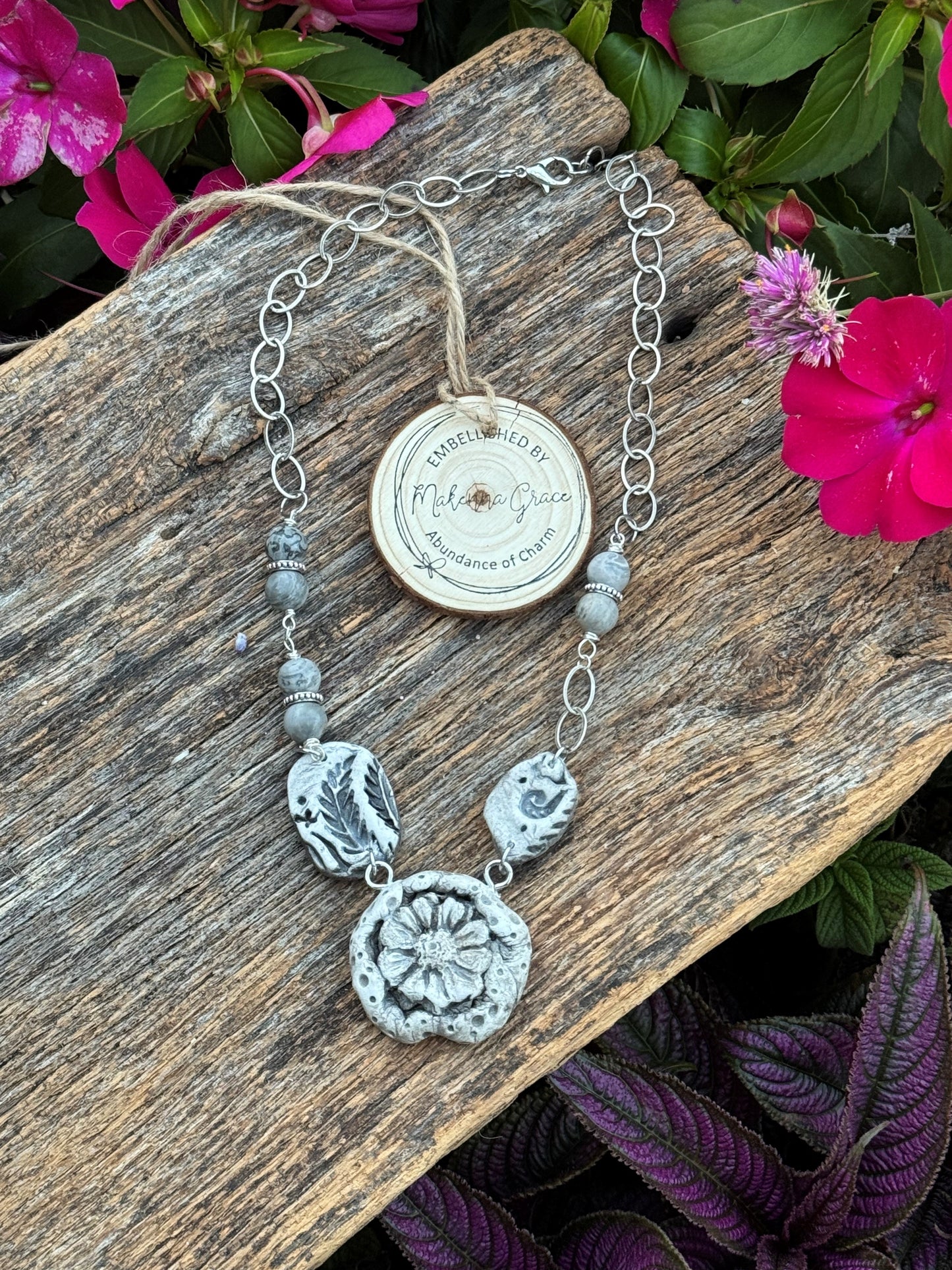 Handmade Clay Floral  Necklace