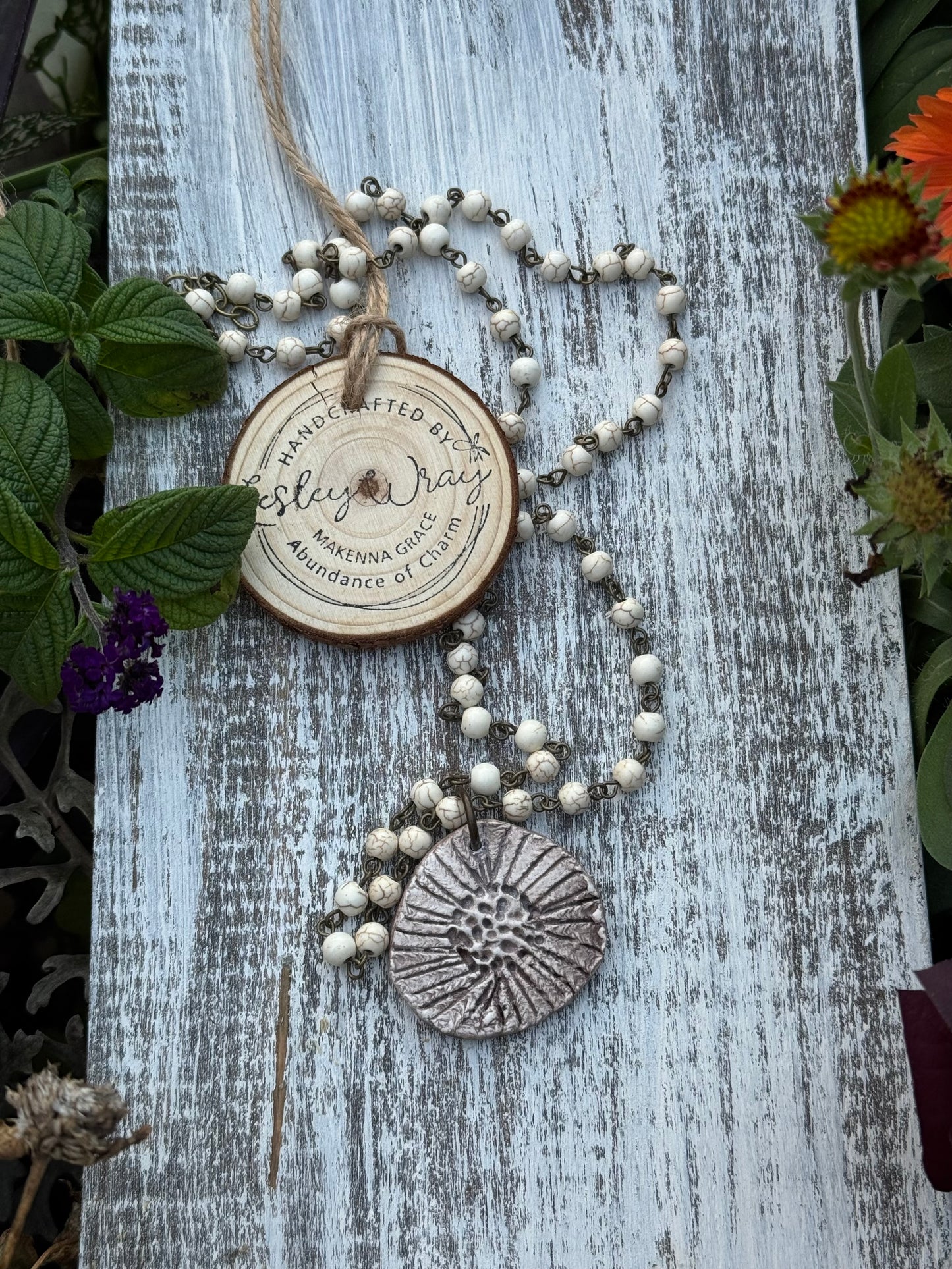 Handmade Clay Floral  Necklace
