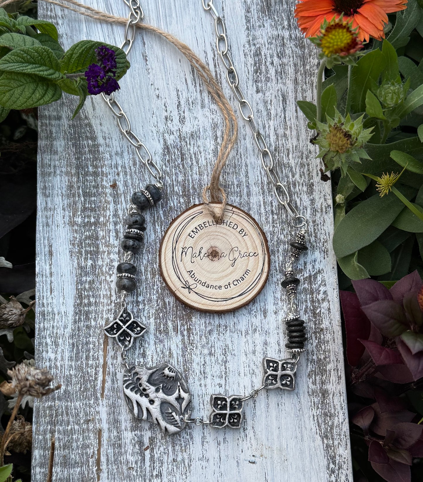 Handmade Clay Floral  Necklace