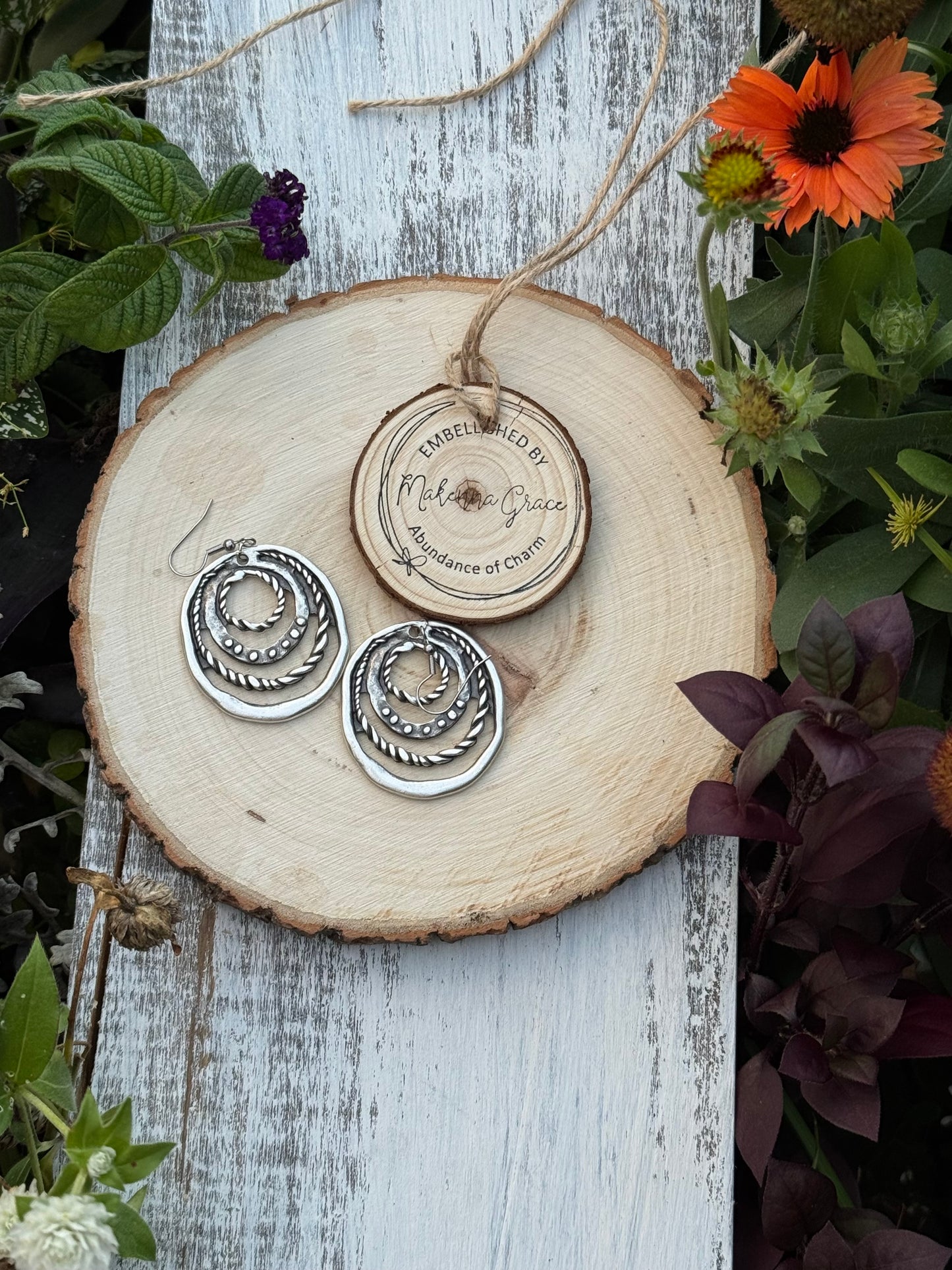 Silver braided circle Metal Earrings