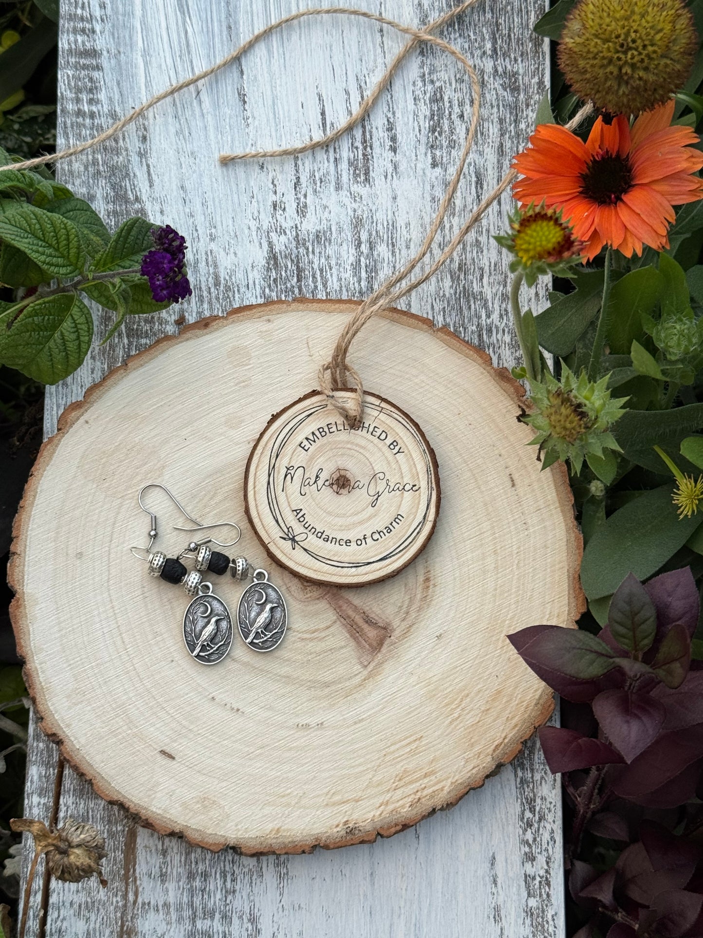 Silver Raven Metal Earrings