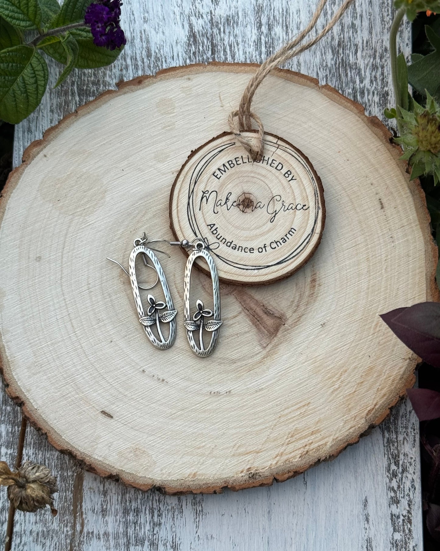 Silver Floral Metal Earrings