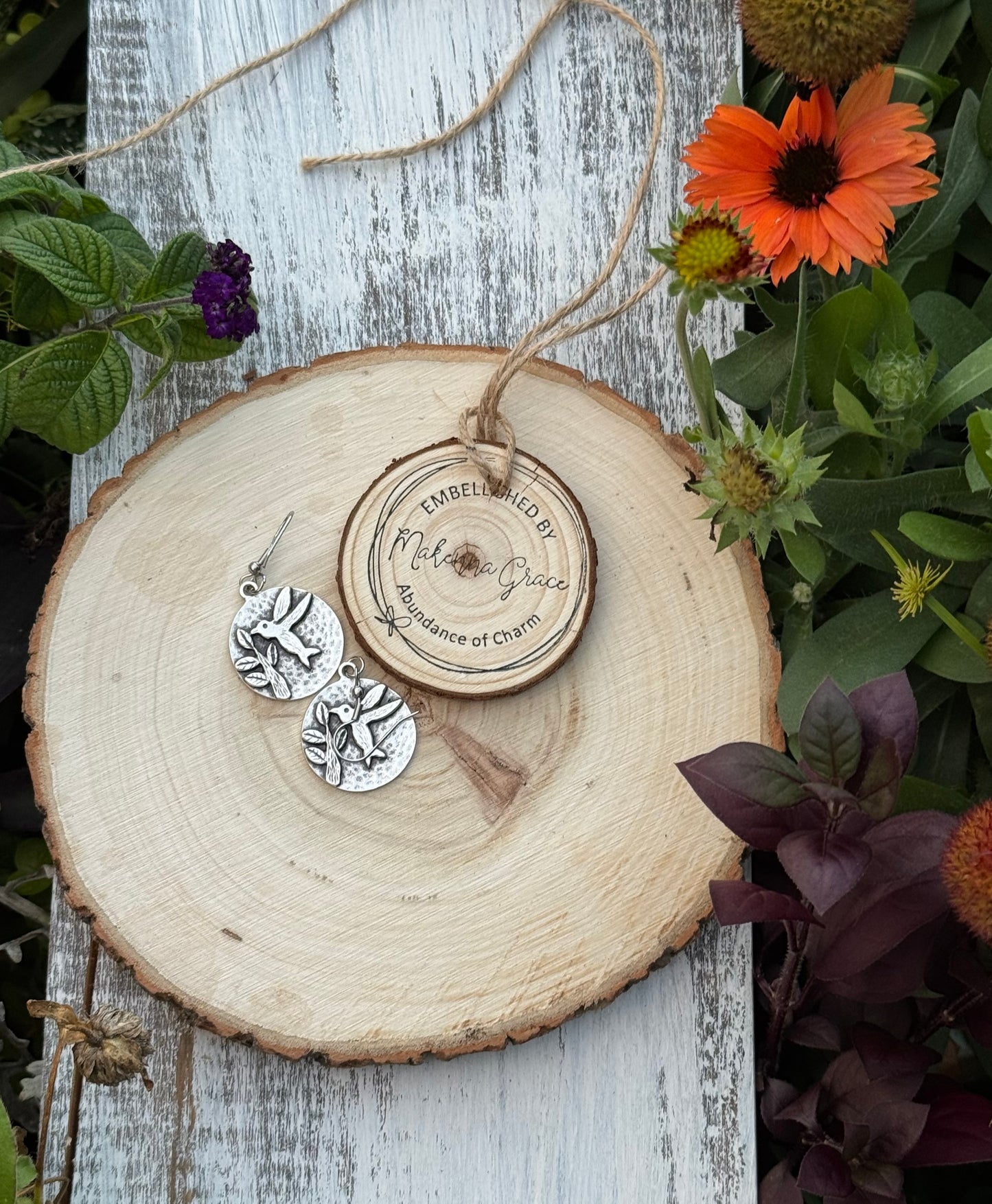 Silver Hummingbird Metal Earrings