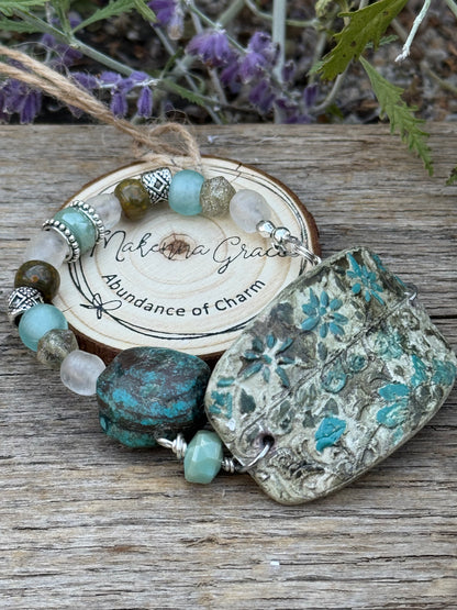 Hand Painted clay Cuff Bracelet