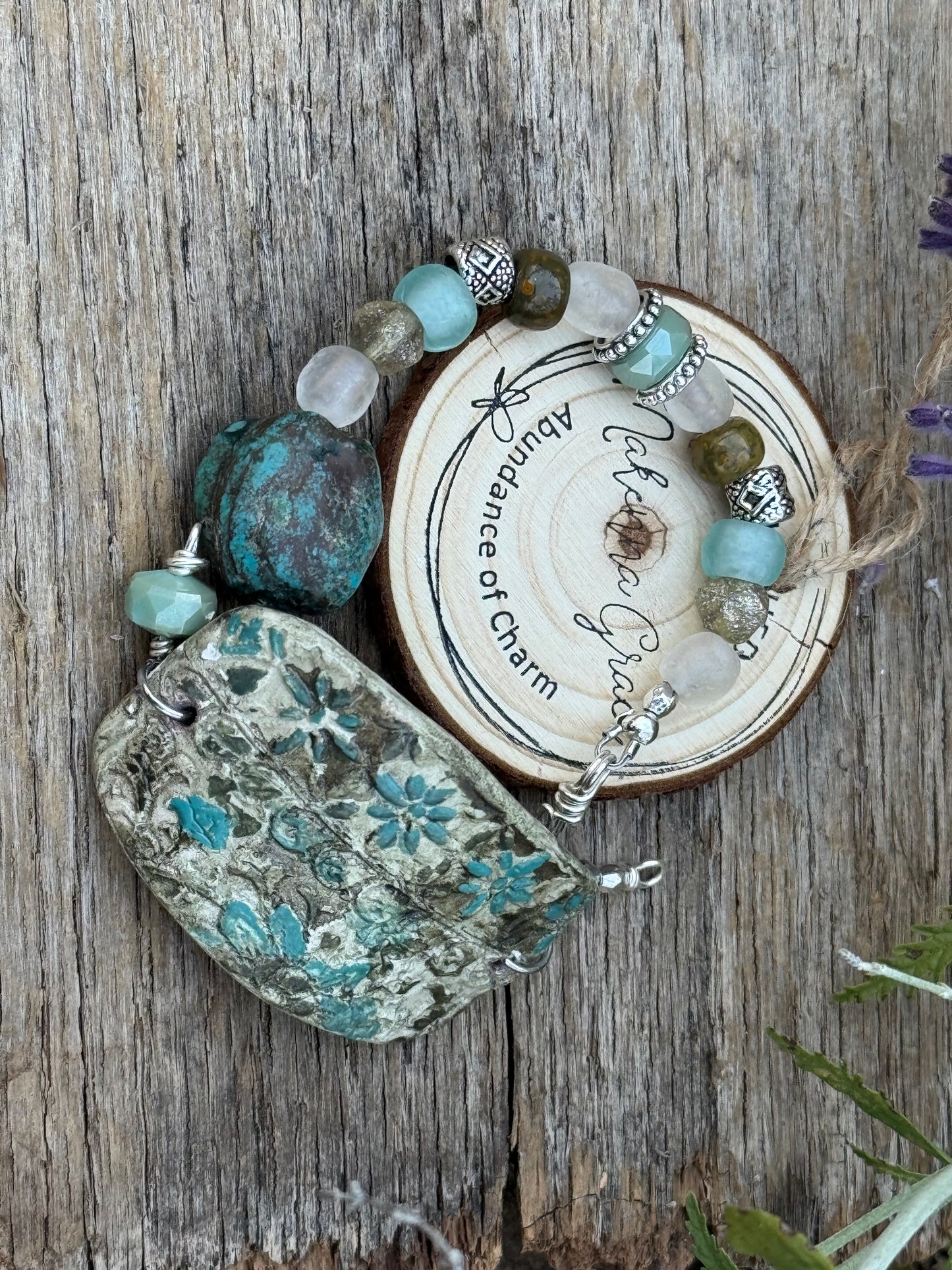 Hand Painted clay Cuff Bracelet