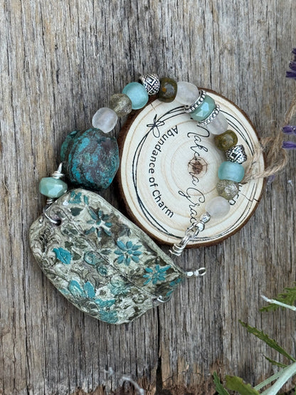 Hand Painted clay Cuff Bracelet