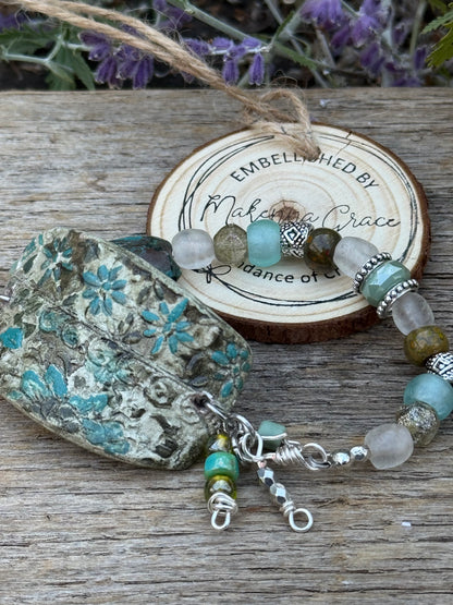 Hand Painted clay Cuff Bracelet