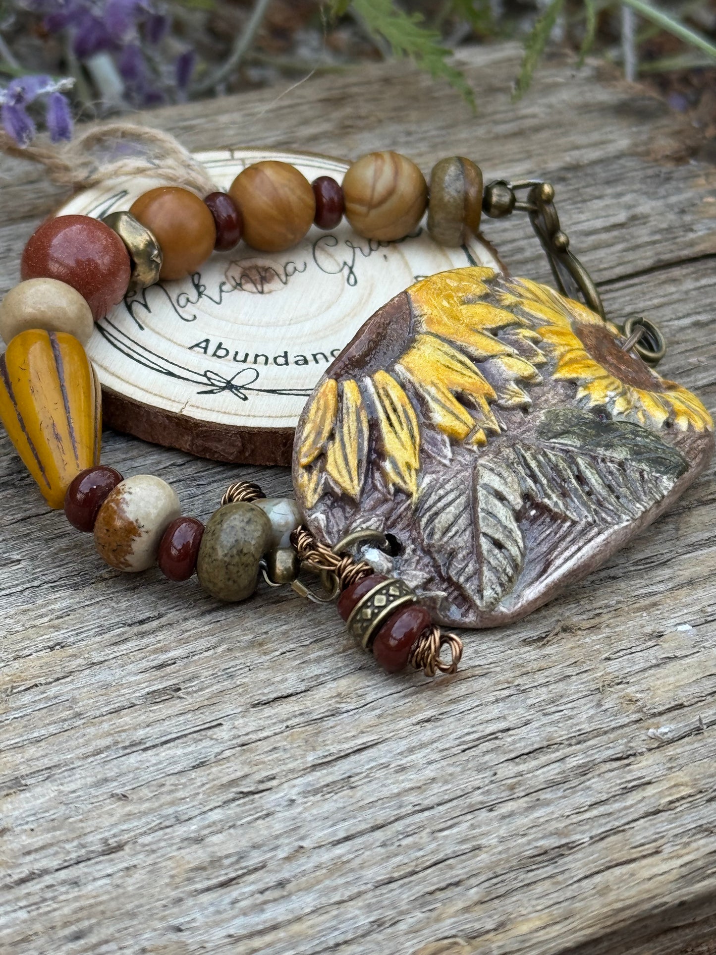 Hand Painted clay Cuff Bracelet