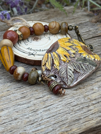 Hand Painted clay Cuff Bracelet