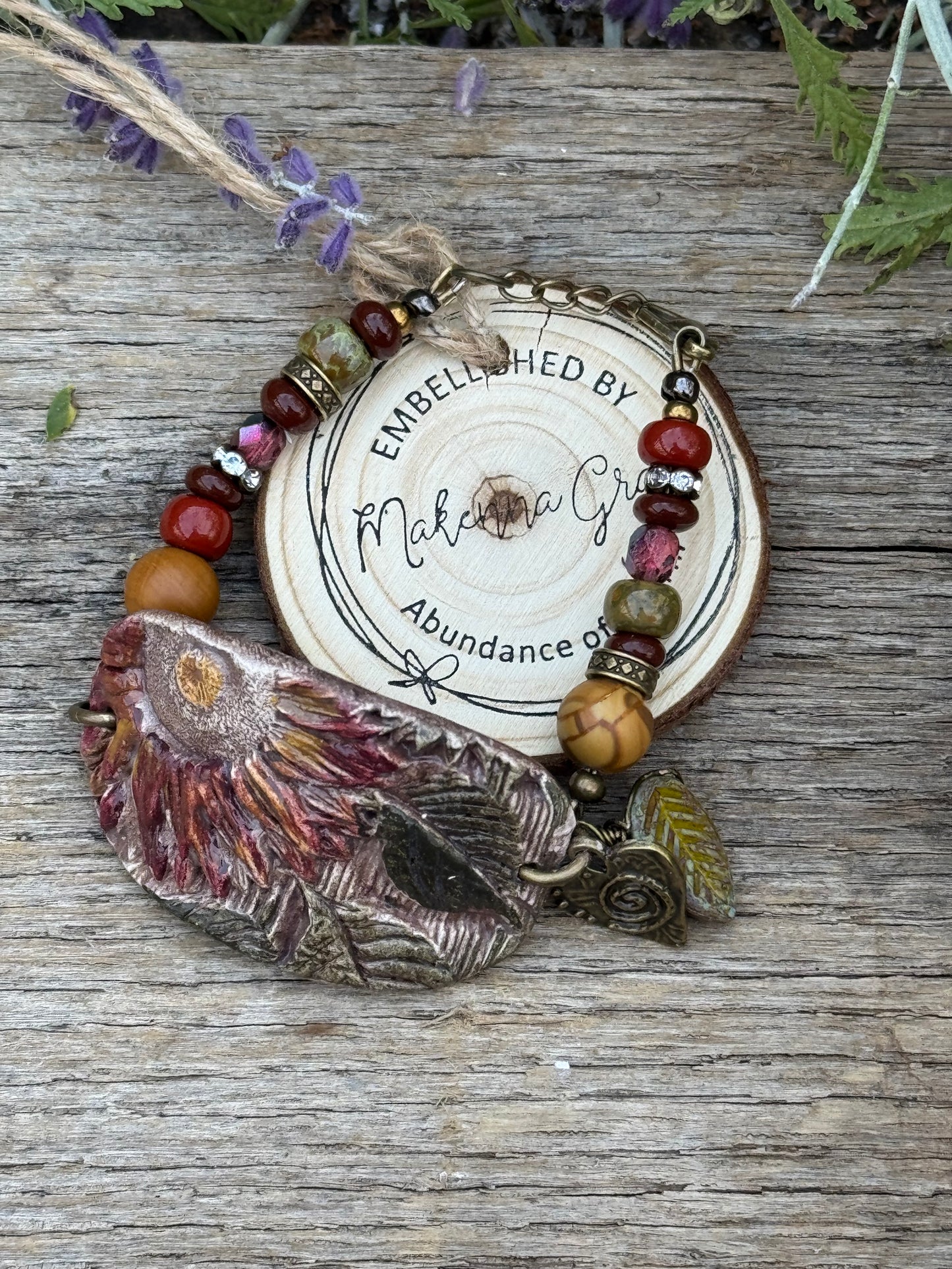 Hand Painted clay Cuff Bracelet